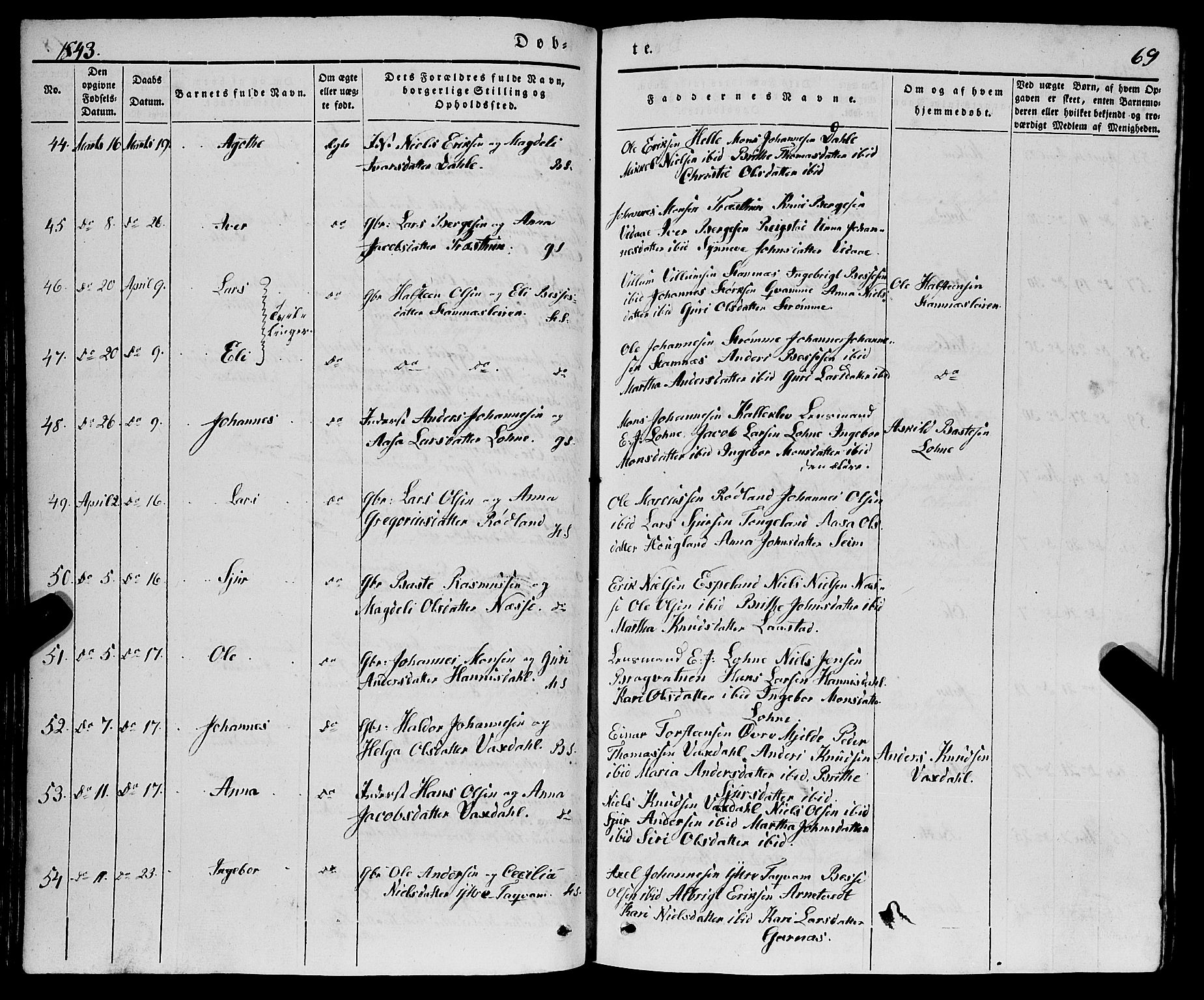 Haus sokneprestembete, SAB/A-75601/H/Haa: Parish register (official) no. A 15, 1838-1847, p. 69