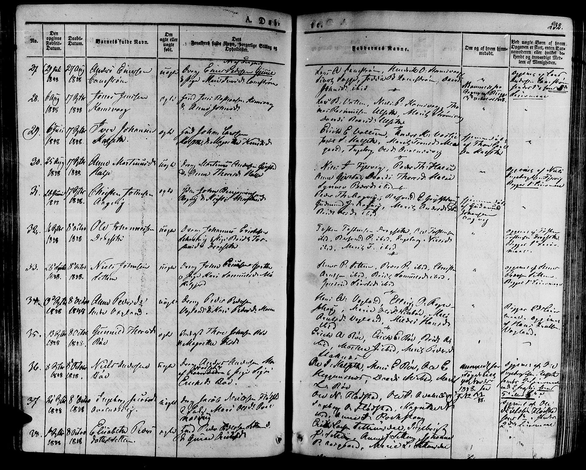 Ministerialprotokoller, klokkerbøker og fødselsregistre - Møre og Romsdal, AV/SAT-A-1454/592/L1025: Parish register (official) no. 592A03 /2, 1831-1849, p. 232