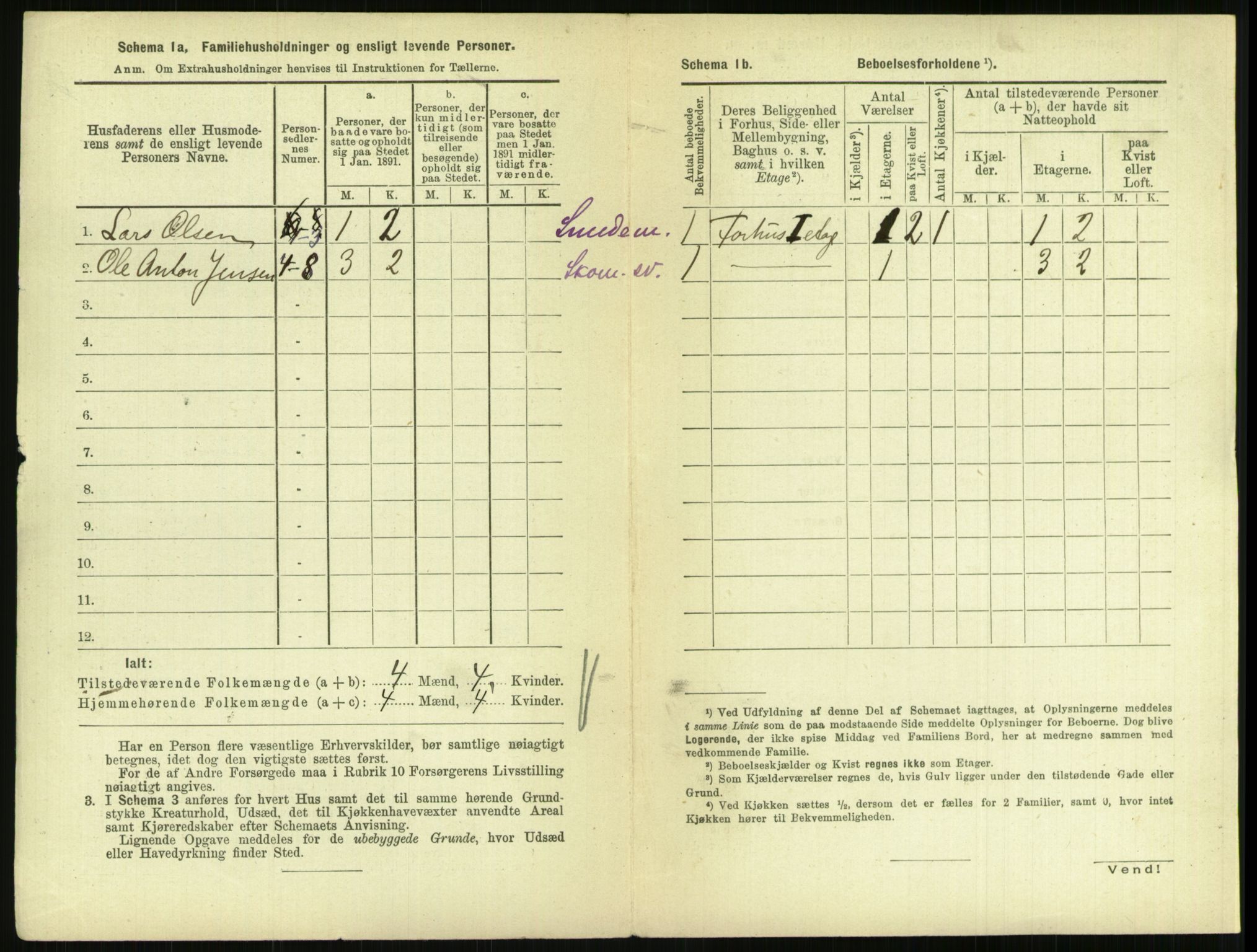 RA, 1891 census for 0902 Tvedestrand, 1891, p. 19