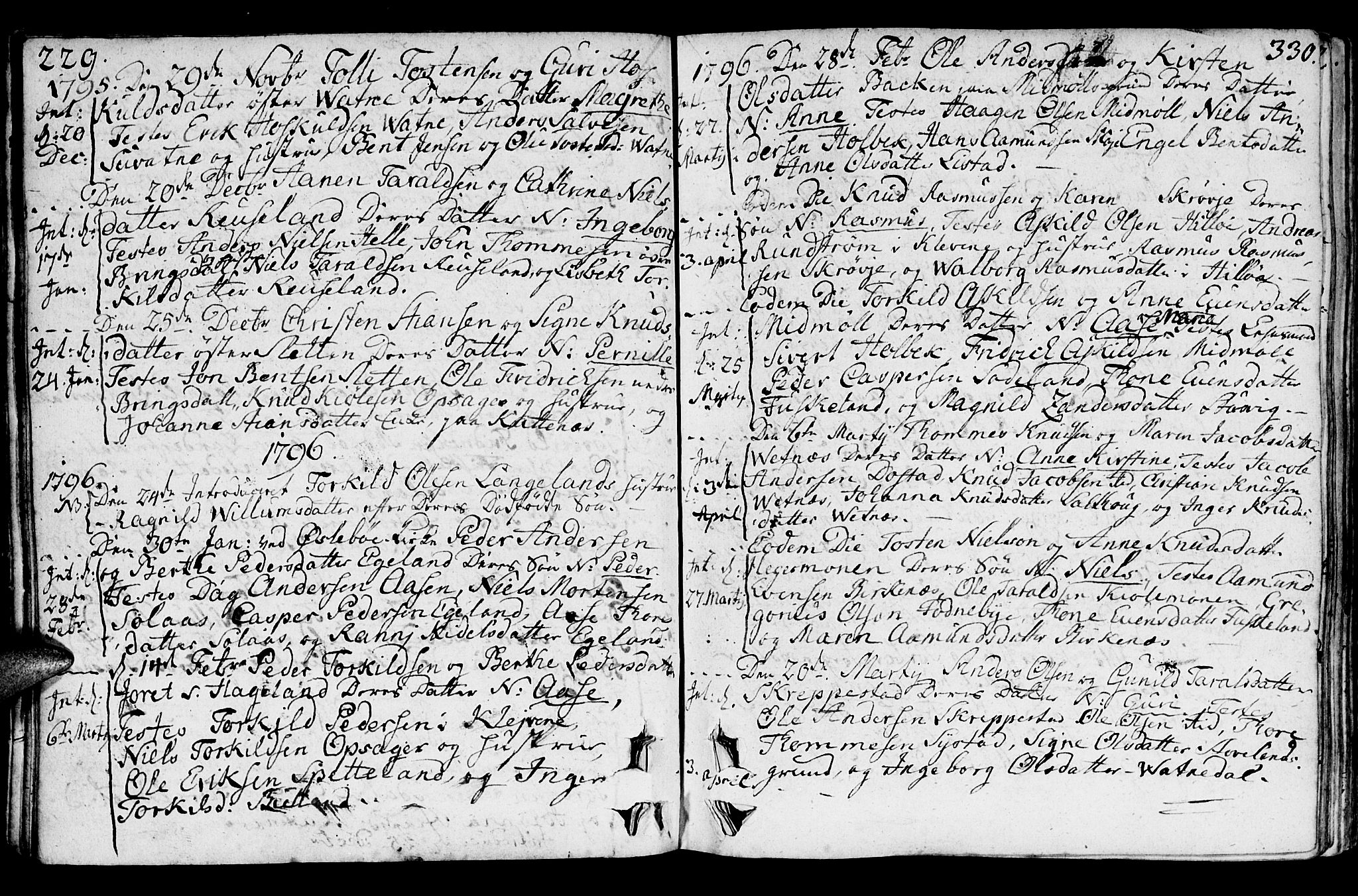 Holum sokneprestkontor, AV/SAK-1111-0022/F/Fa/Faa/L0003: Parish register (official) no. A 3, 1780-1821, p. 329-330