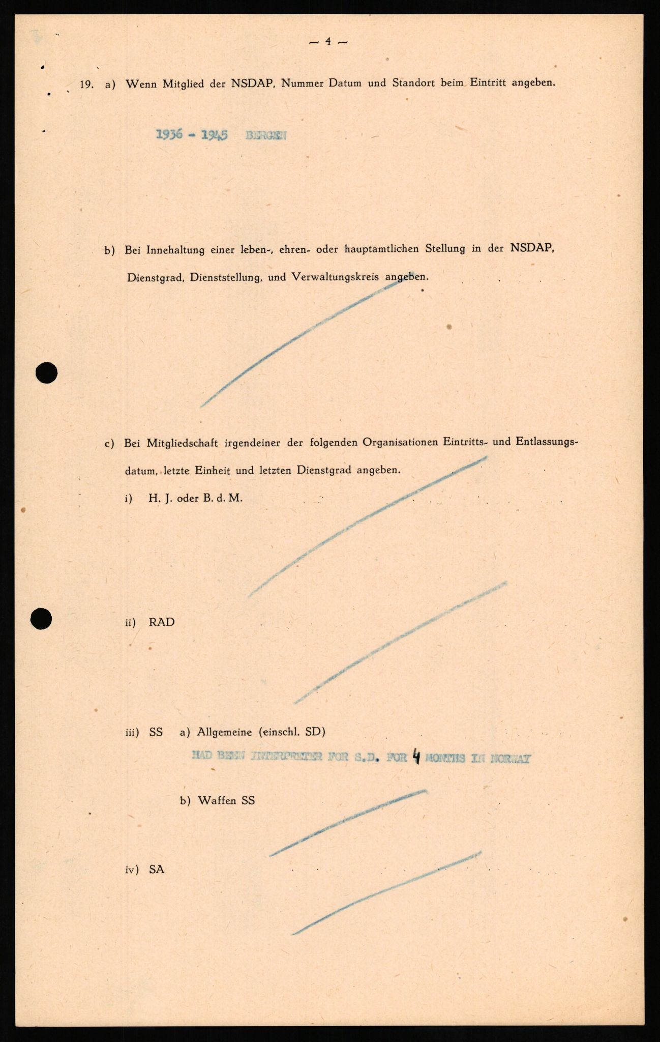 Forsvaret, Forsvarets overkommando II, AV/RA-RAFA-3915/D/Db/L0021: CI Questionaires. Tyske okkupasjonsstyrker i Norge. Tyskere., 1945-1946, p. 399