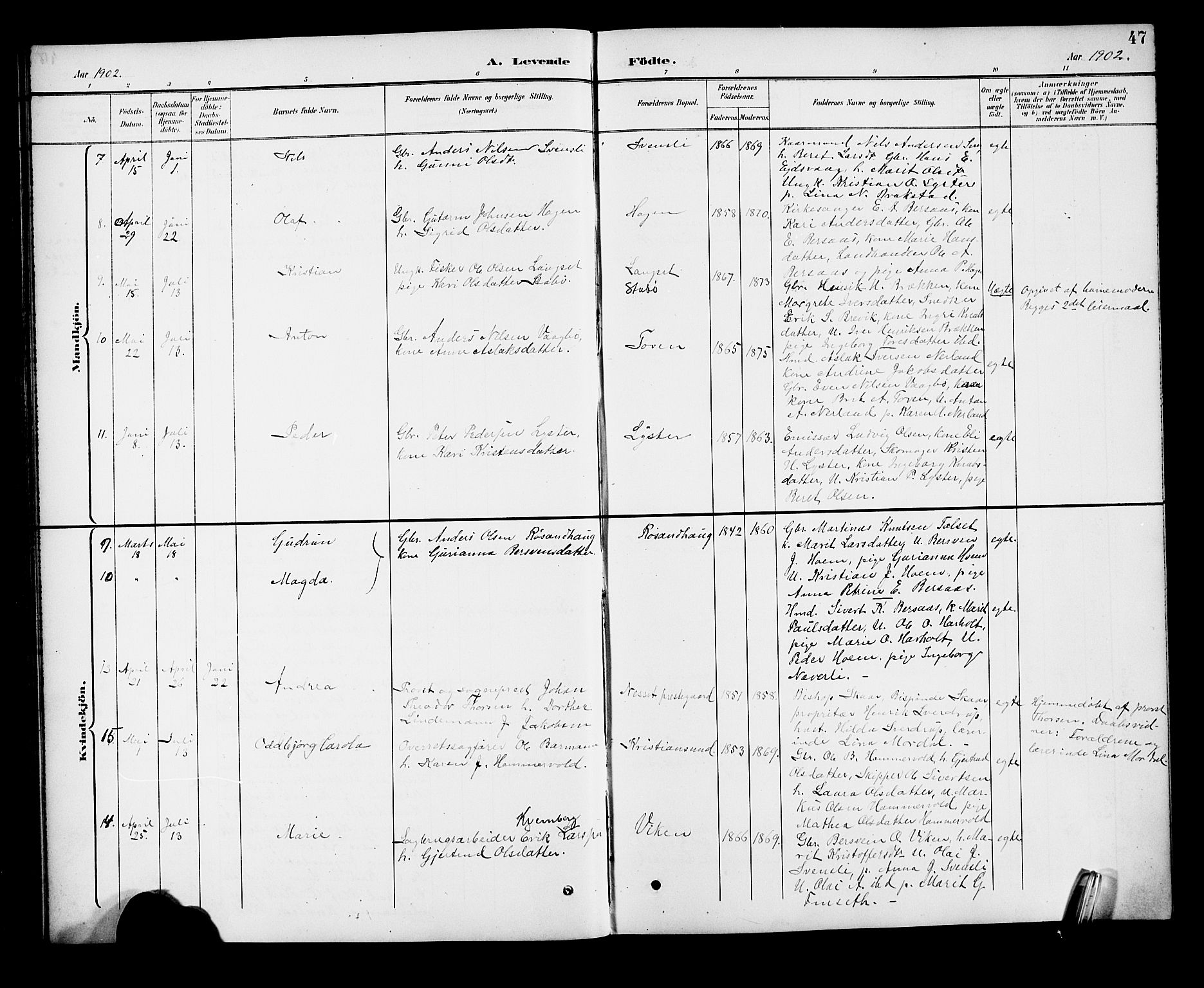 Ministerialprotokoller, klokkerbøker og fødselsregistre - Møre og Romsdal, AV/SAT-A-1454/551/L0632: Parish register (copy) no. 551C04, 1894-1920, p. 47