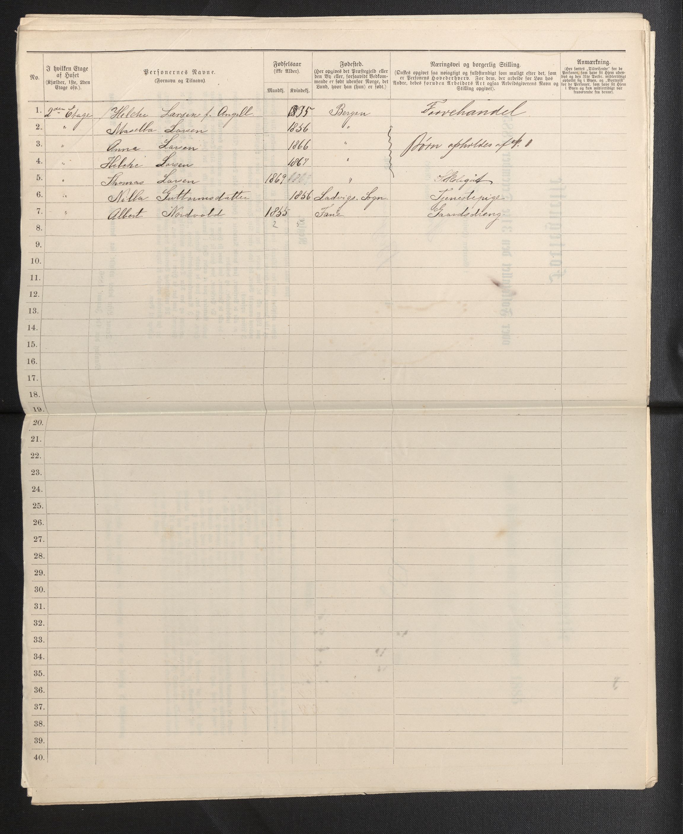 SAB, 1885 census for 1301 Bergen, 1885, p. 6498