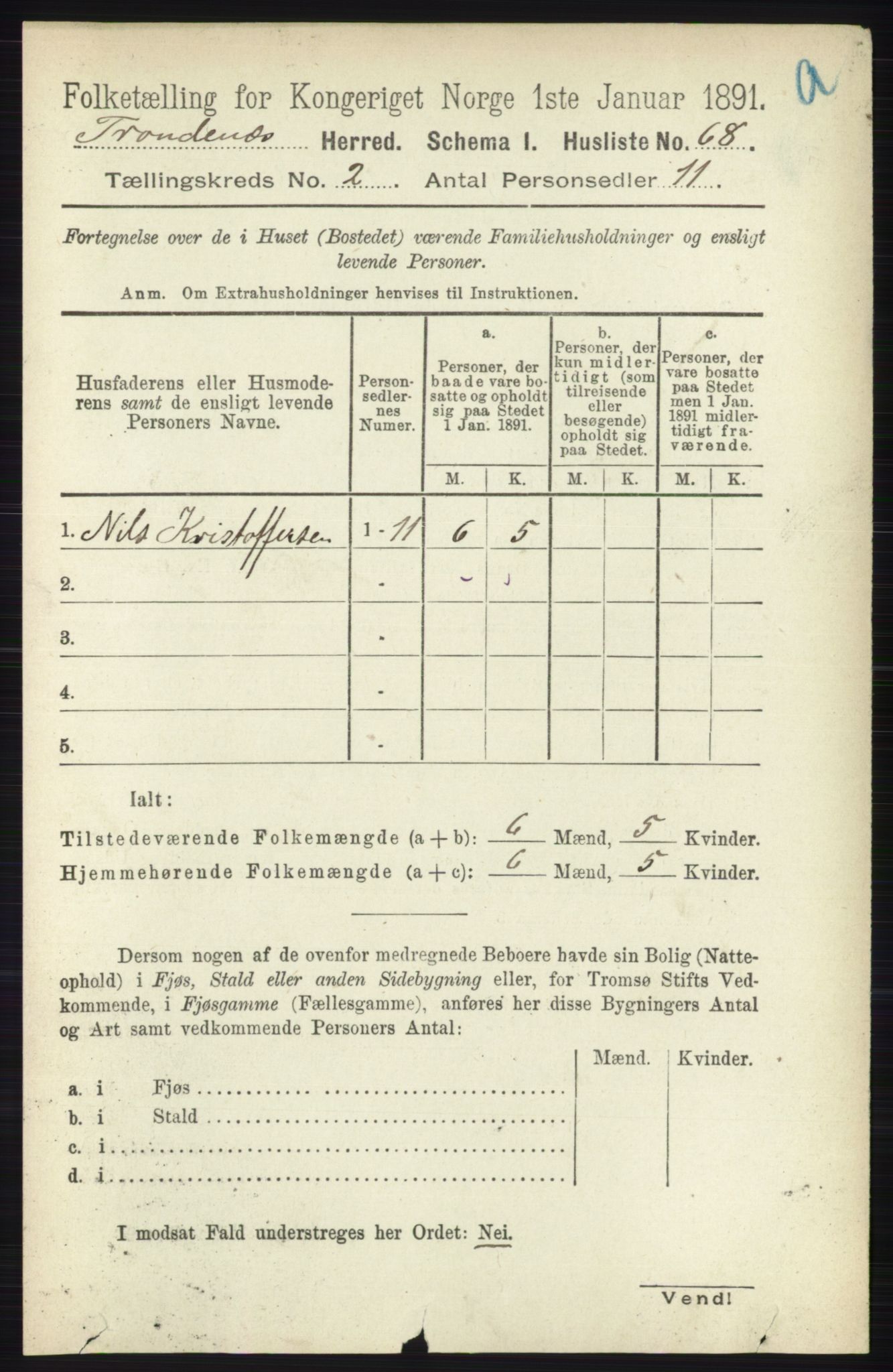 RA, 1891 census for 1914 Trondenes, 1891, p. 646