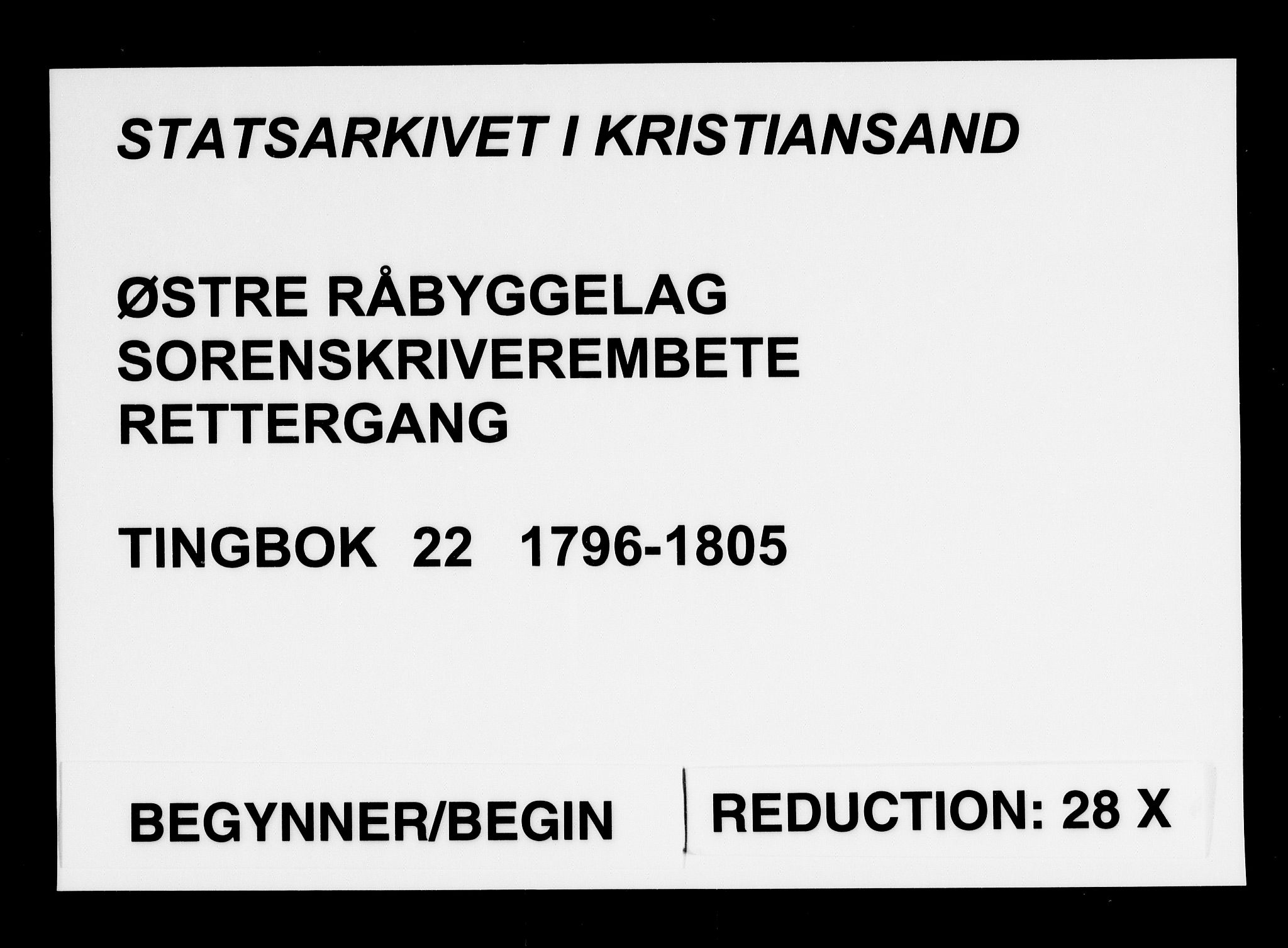 Østre Råbyggelag sorenskriveri, AV/SAK-1221-0016/F/Fa/L0023: Tingbok nr 22 med register, 1796-1805