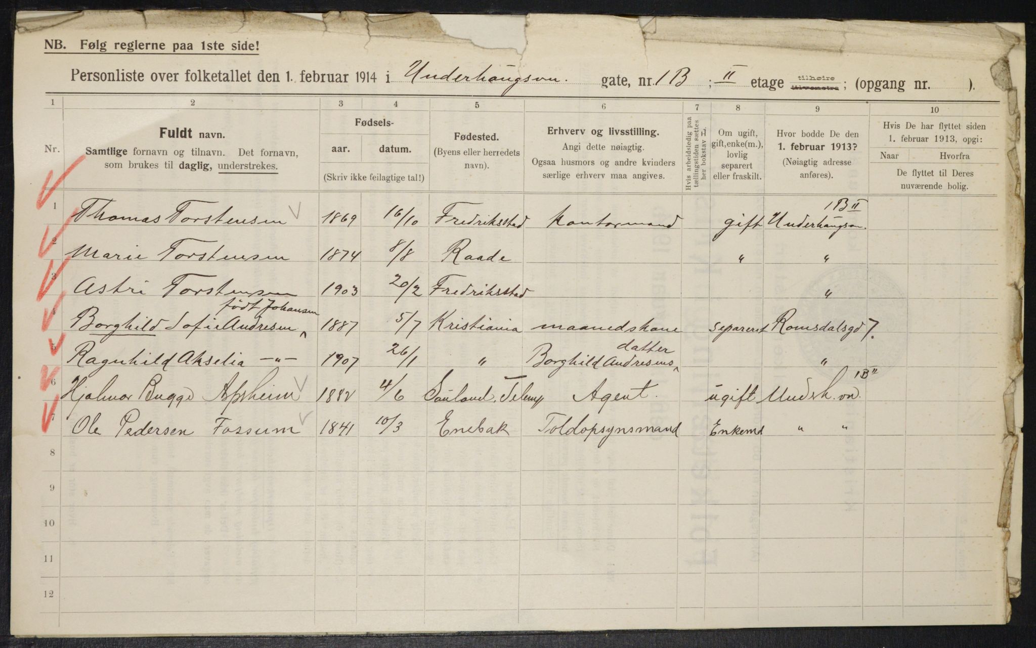 OBA, Municipal Census 1914 for Kristiania, 1914, p. 120784