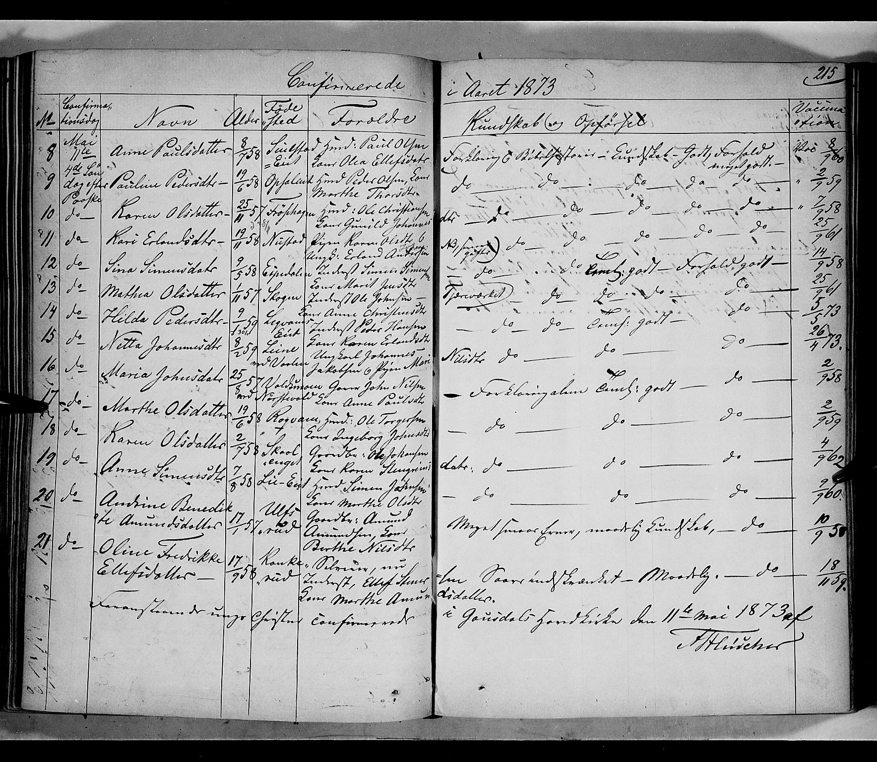 Gausdal prestekontor, AV/SAH-PREST-090/H/Ha/Haa/L0009: Parish register (official) no. 9, 1862-1873, p. 215