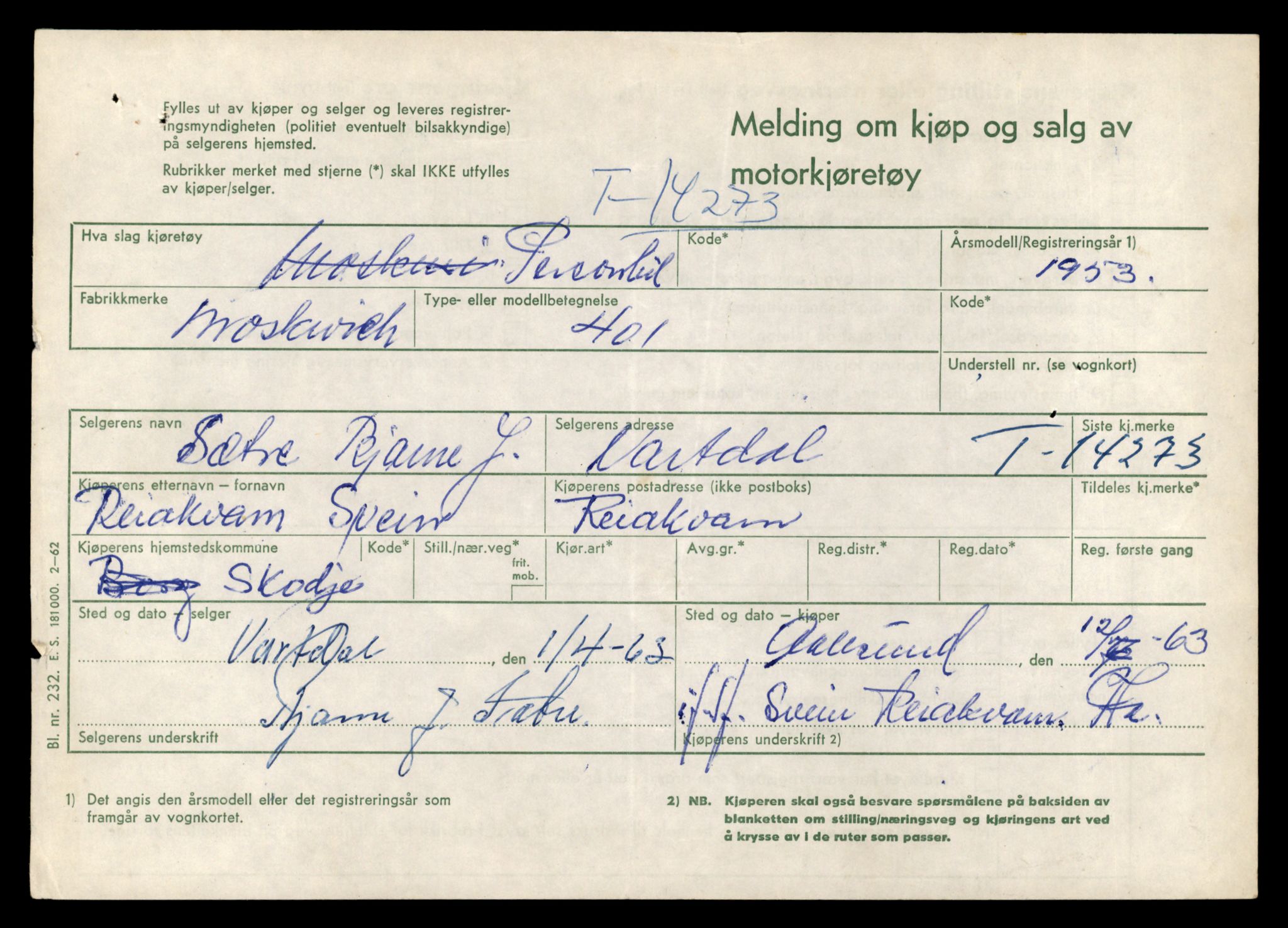 Møre og Romsdal vegkontor - Ålesund trafikkstasjon, AV/SAT-A-4099/F/Fe/L0044: Registreringskort for kjøretøy T 14205 - T 14319, 1927-1998, p. 2023