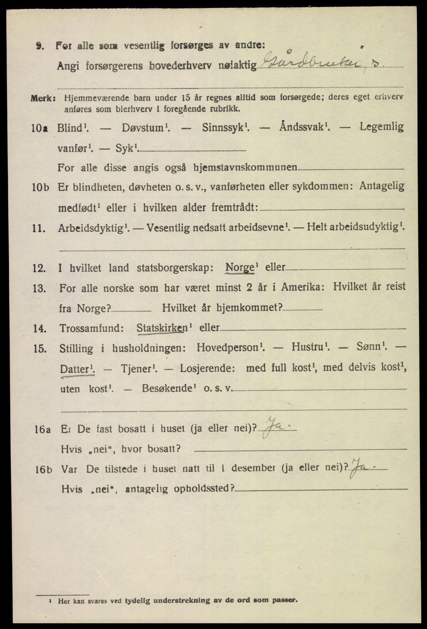 SAK, 1920 census for Bakke, 1920, p. 2099