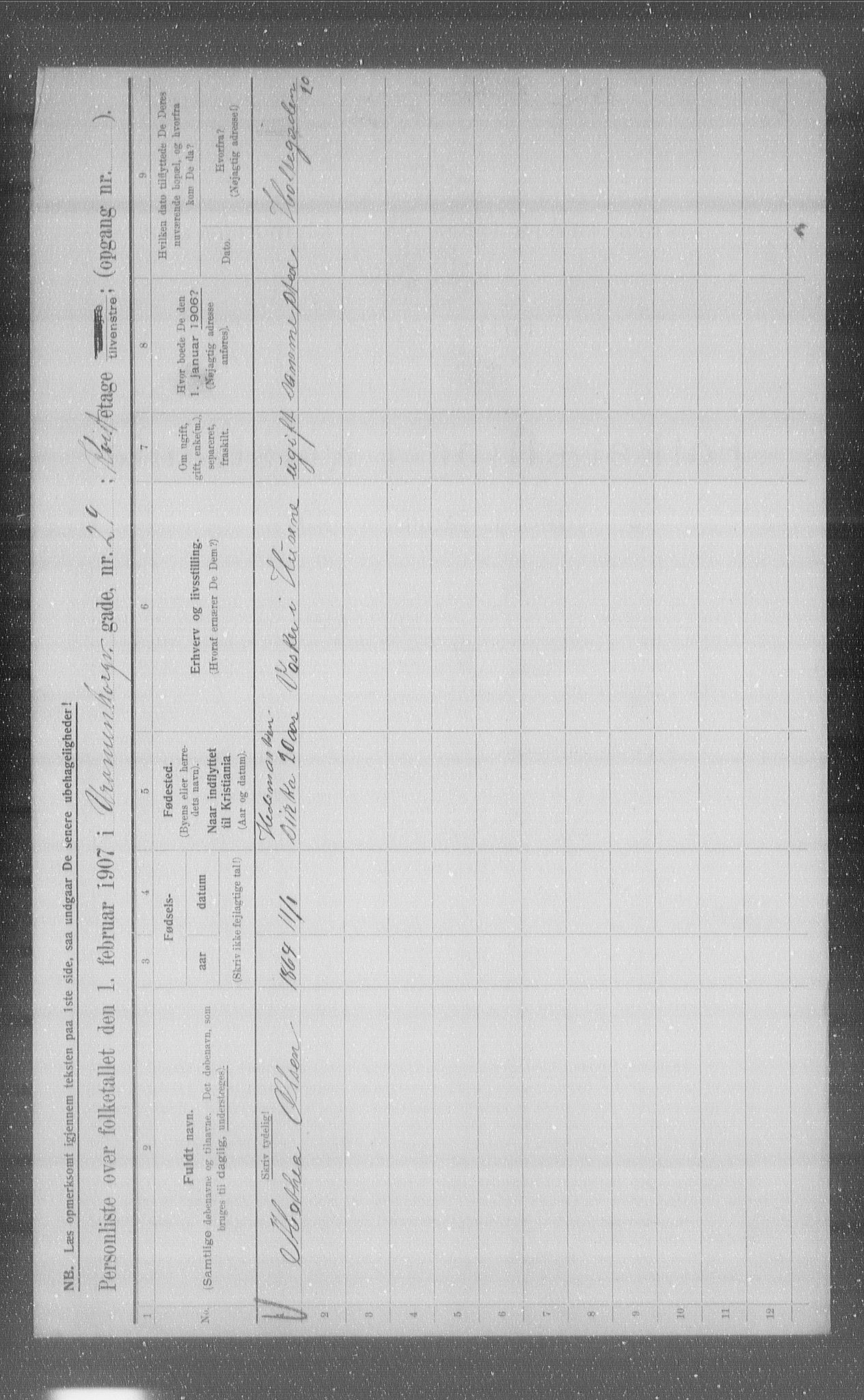 OBA, Municipal Census 1907 for Kristiania, 1907, p. 61343
