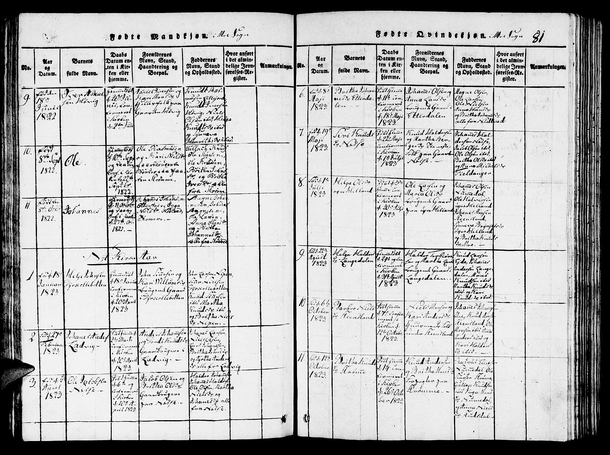 Hosanger sokneprestembete, AV/SAB-A-75801/H/Hab: Parish register (copy) no. A 1 /3, 1816-1825, p. 81