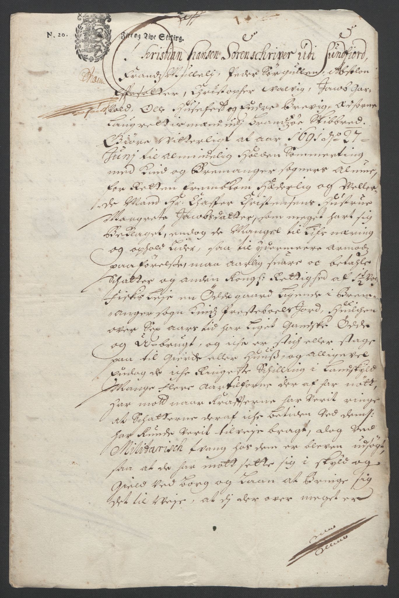 Rentekammeret inntil 1814, Reviderte regnskaper, Fogderegnskap, RA/EA-4092/R53/L3420: Fogderegnskap Sunn- og Nordfjord, 1691-1692, p. 247