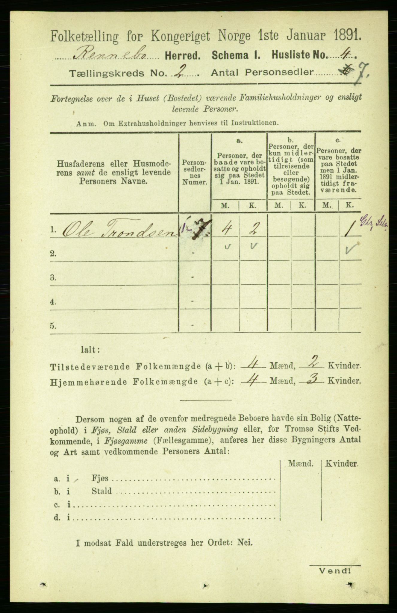 RA, 1891 census for 1635 Rennebu, 1891, p. 626