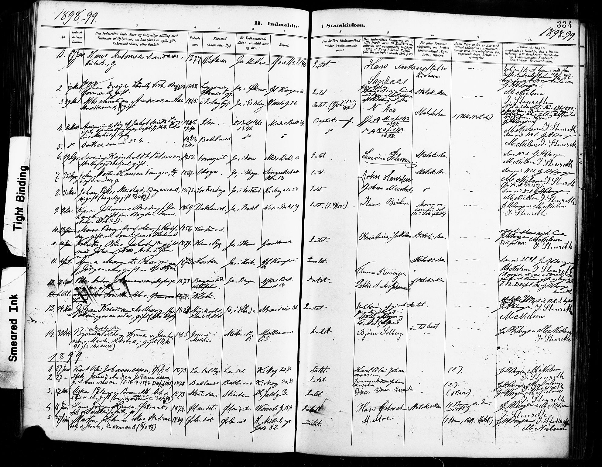 Ministerialprotokoller, klokkerbøker og fødselsregistre - Sør-Trøndelag, SAT/A-1456/604/L0198: Parish register (official) no. 604A19, 1893-1900, p. 334