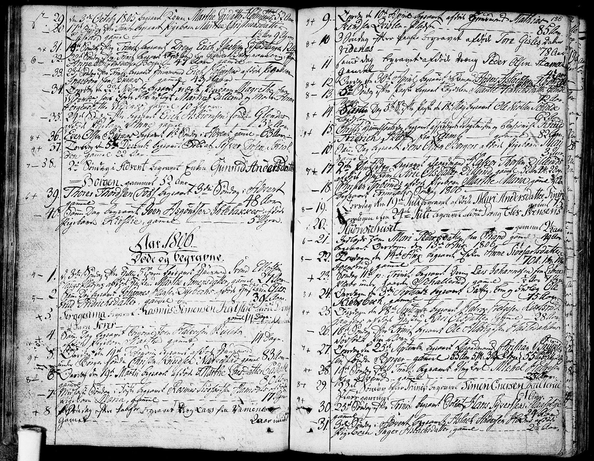 Skiptvet prestekontor Kirkebøker, AV/SAO-A-20009/F/Fa/L0004: Parish register (official) no. 4, 1794-1814, p. 186