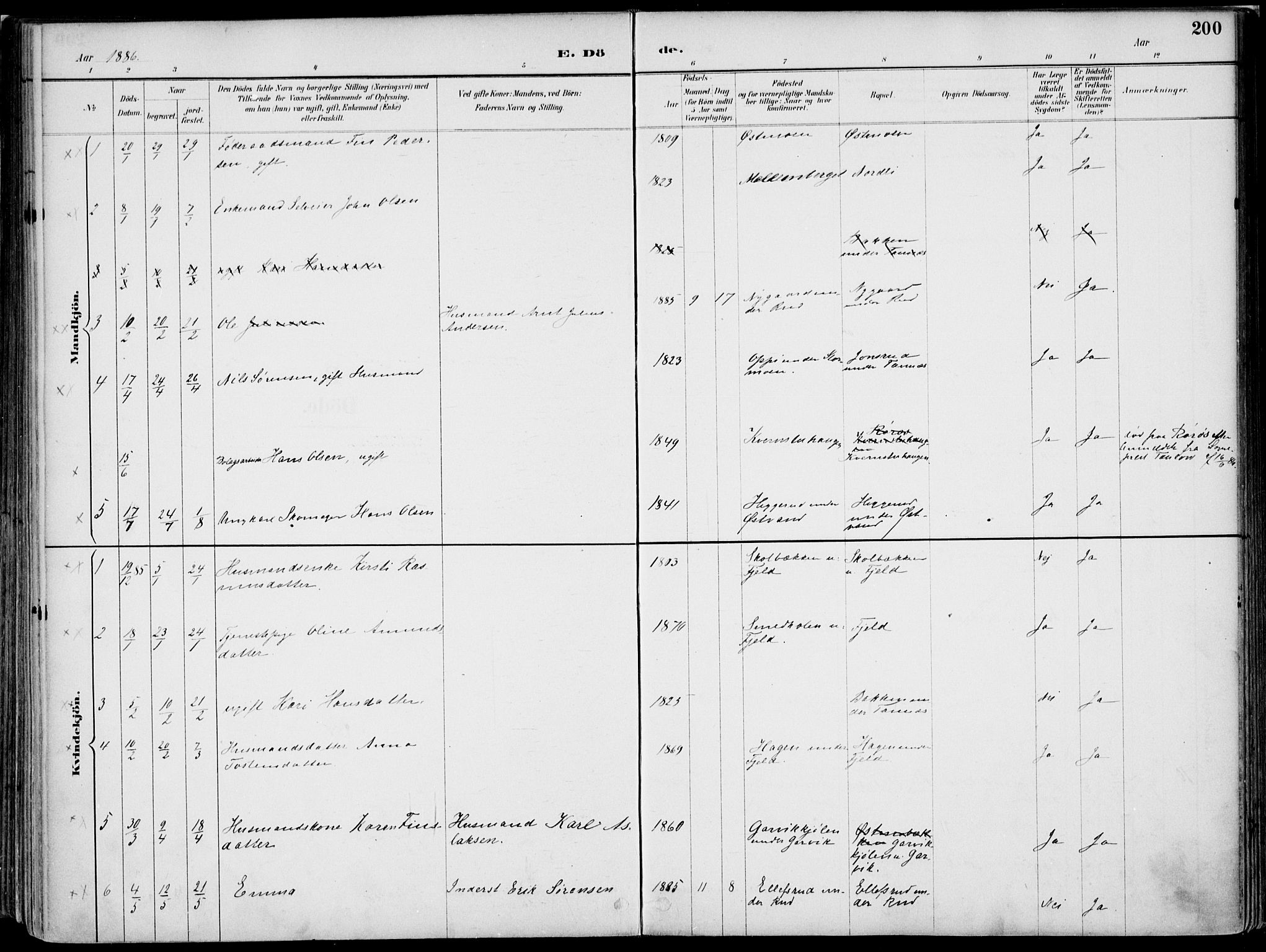 Nord-Odal prestekontor, SAH/PREST-032/H/Ha/Haa/L0008: Parish register (official) no. 8, 1886-1901, p. 200