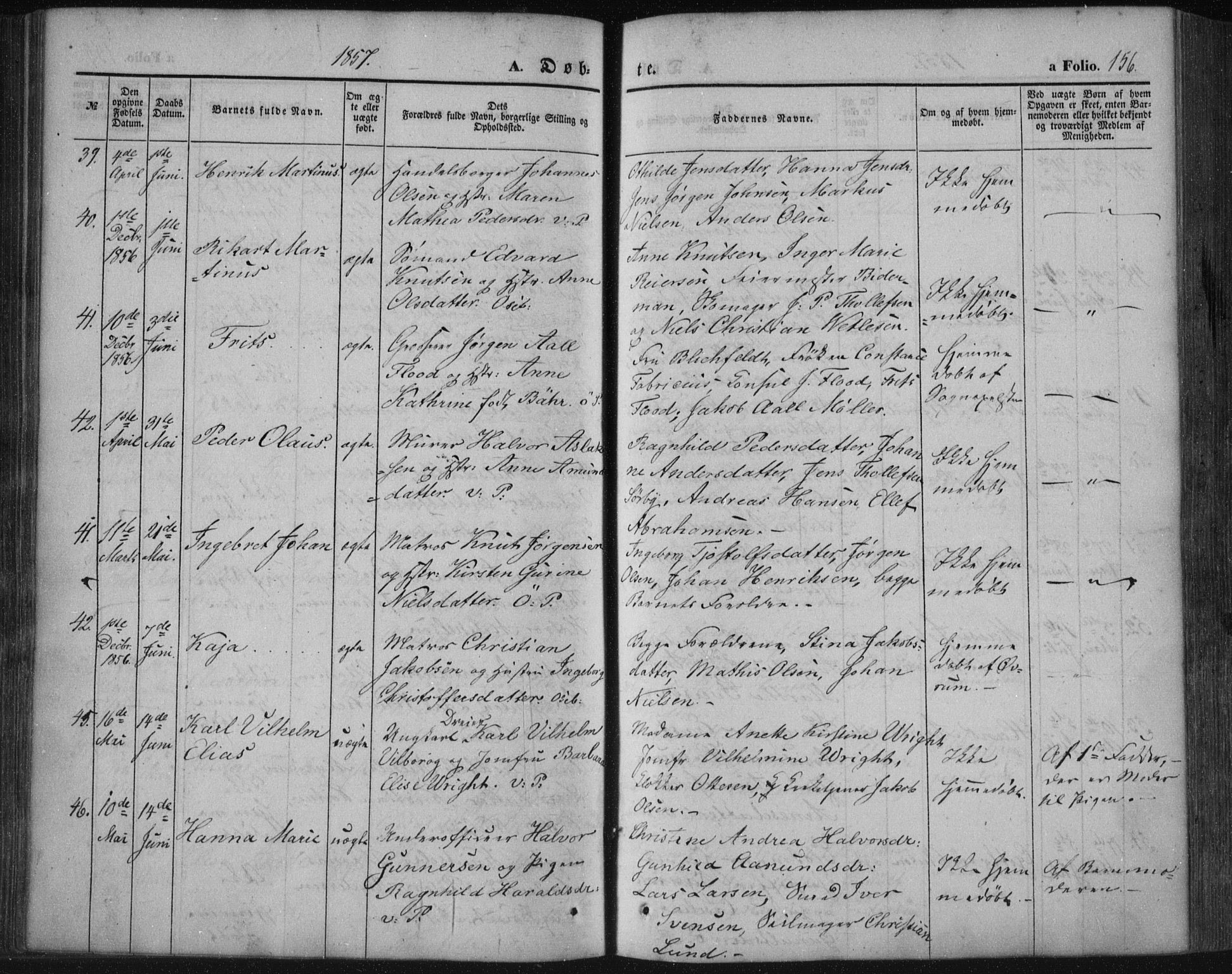 Porsgrunn kirkebøker , SAKO/A-104/F/Fa/L0006: Parish register (official) no. 6, 1841-1857, p. 156