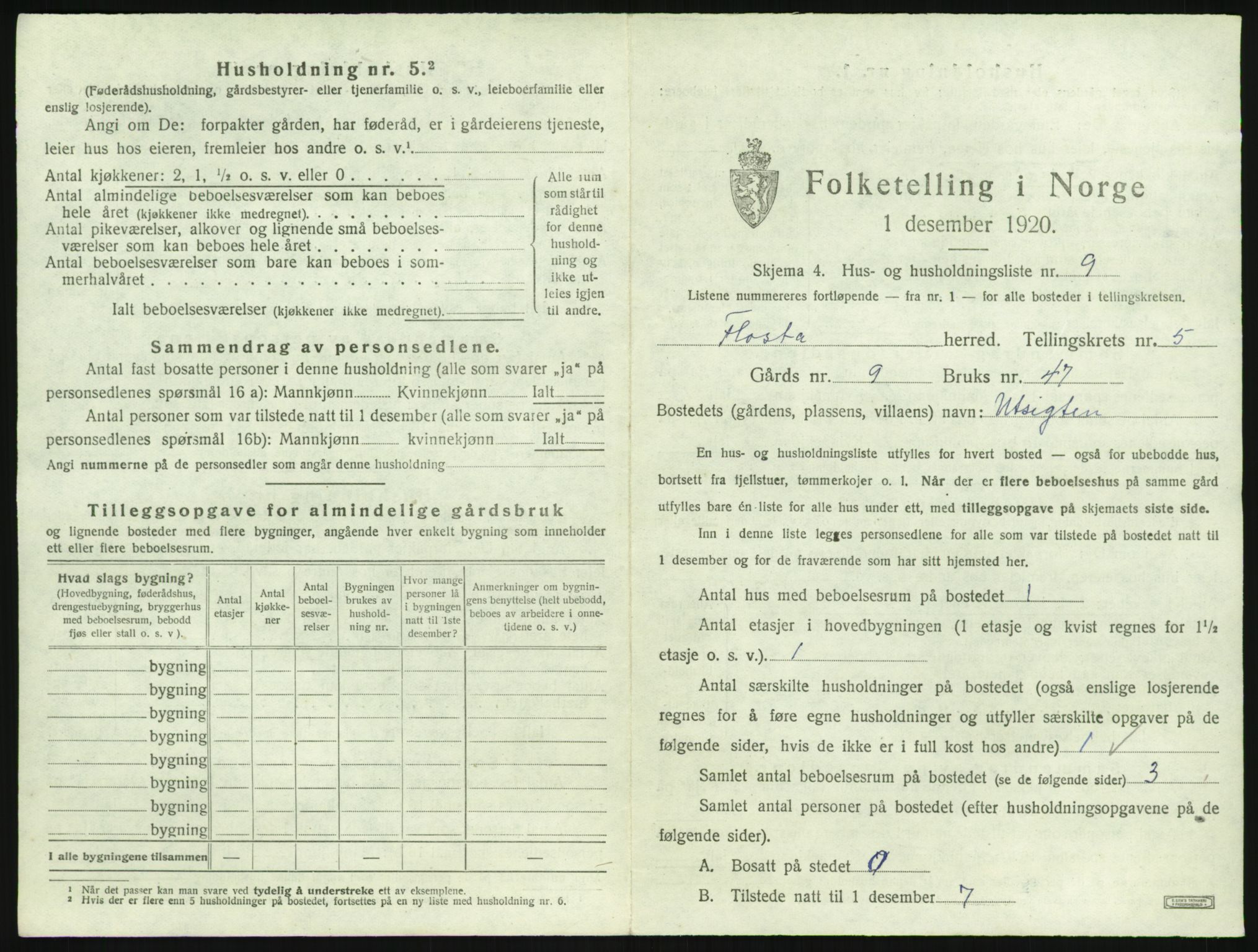 SAK, 1920 census for Flosta, 1920, p. 558