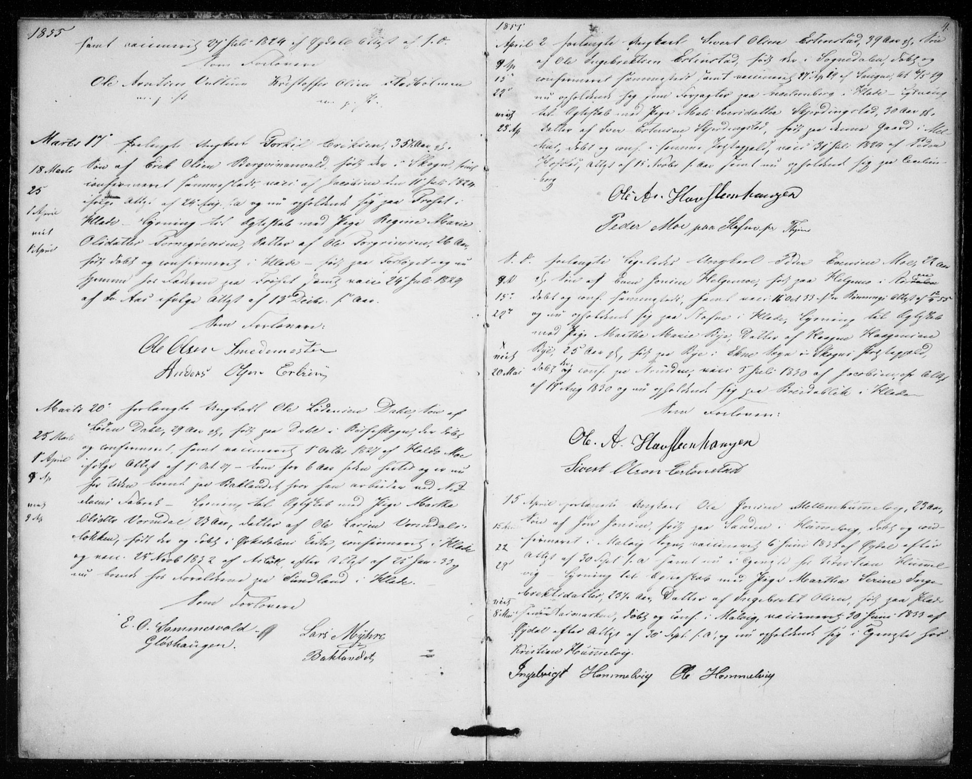 Ministerialprotokoller, klokkerbøker og fødselsregistre - Sør-Trøndelag, SAT/A-1456/606/L0297: Banns register no. 606A12, 1854-1861, p. 4