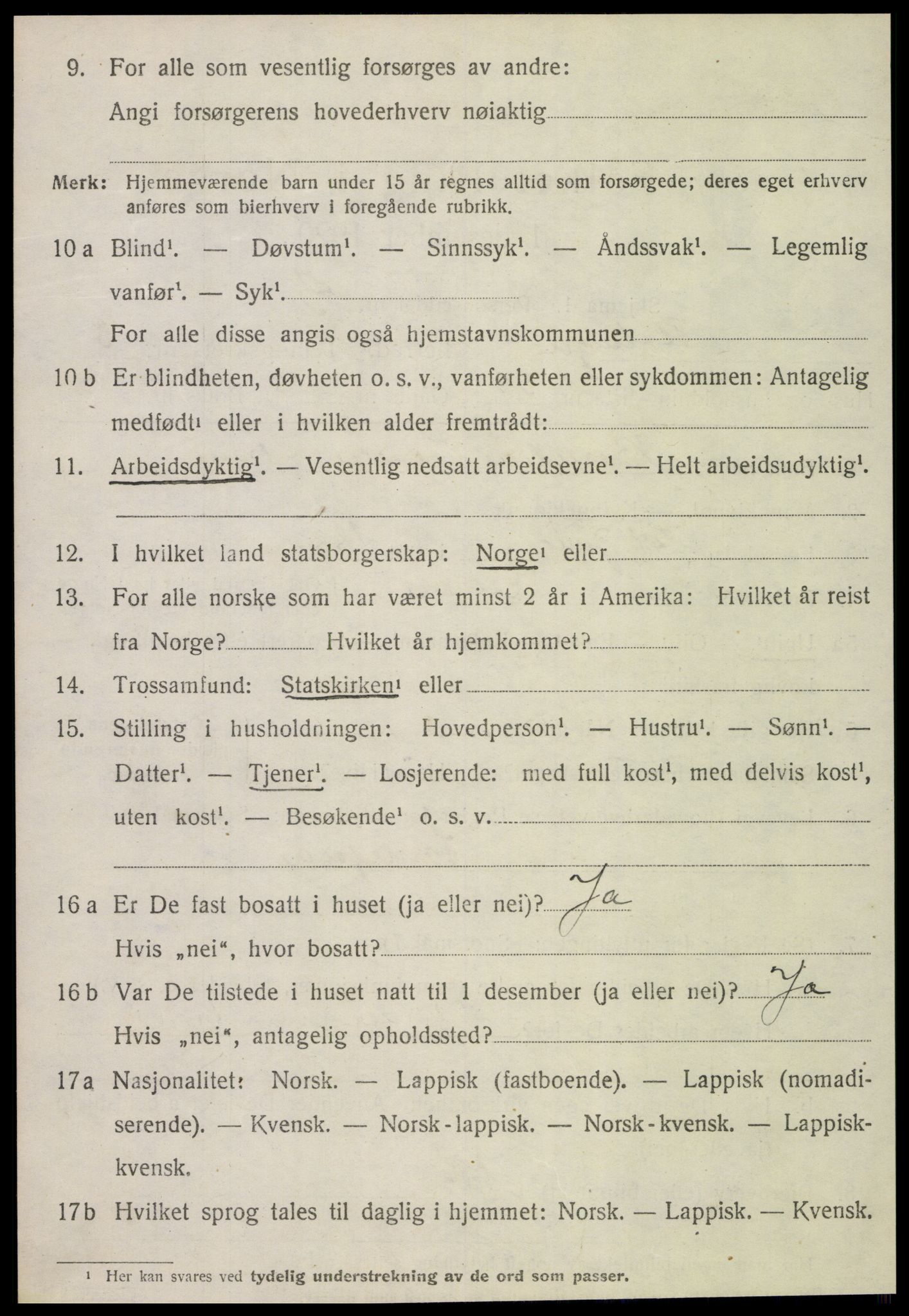 SAT, 1920 census for Flatanger, 1920, p. 2019