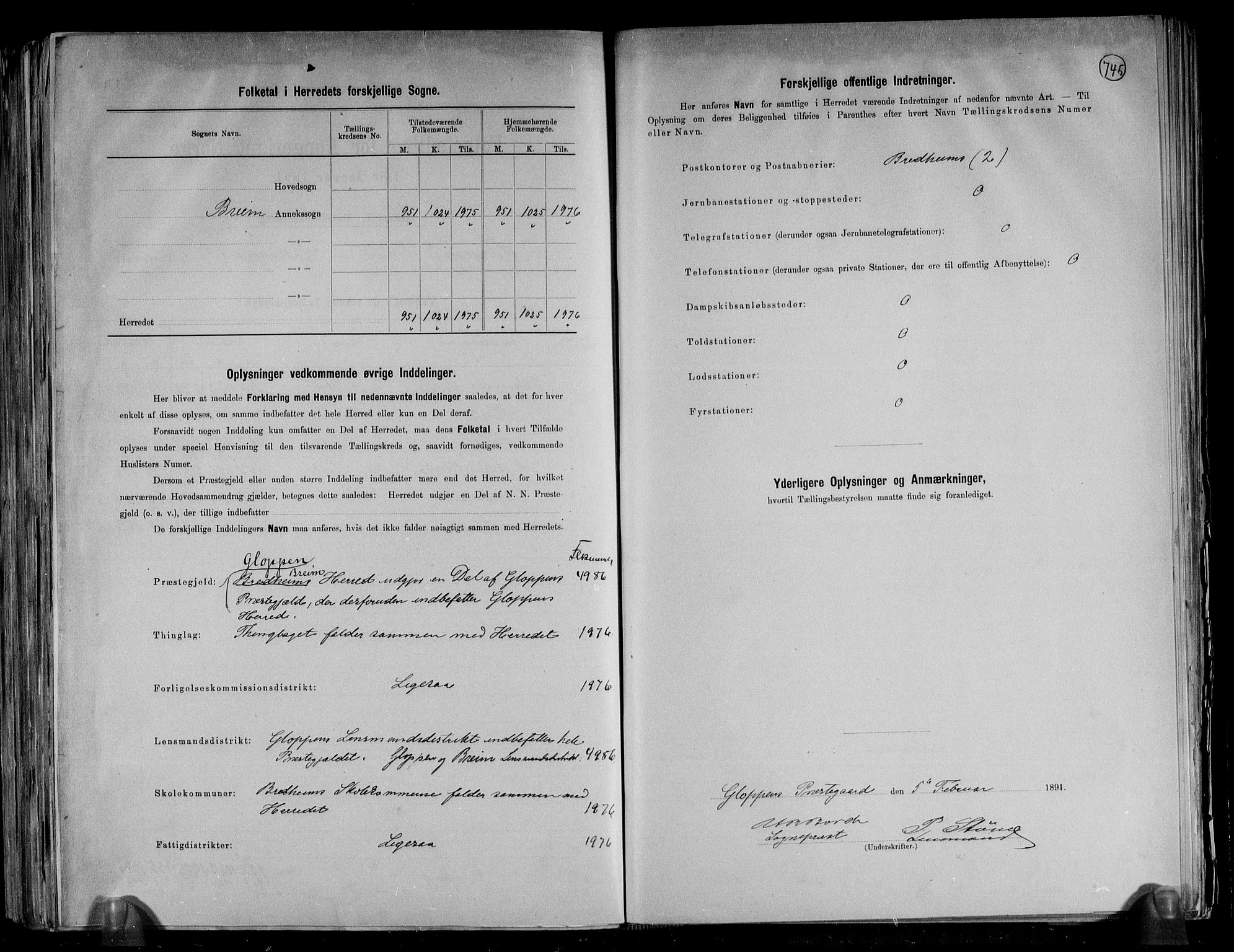 RA, 1891 census for 1446 Breim, 1891, p. 3