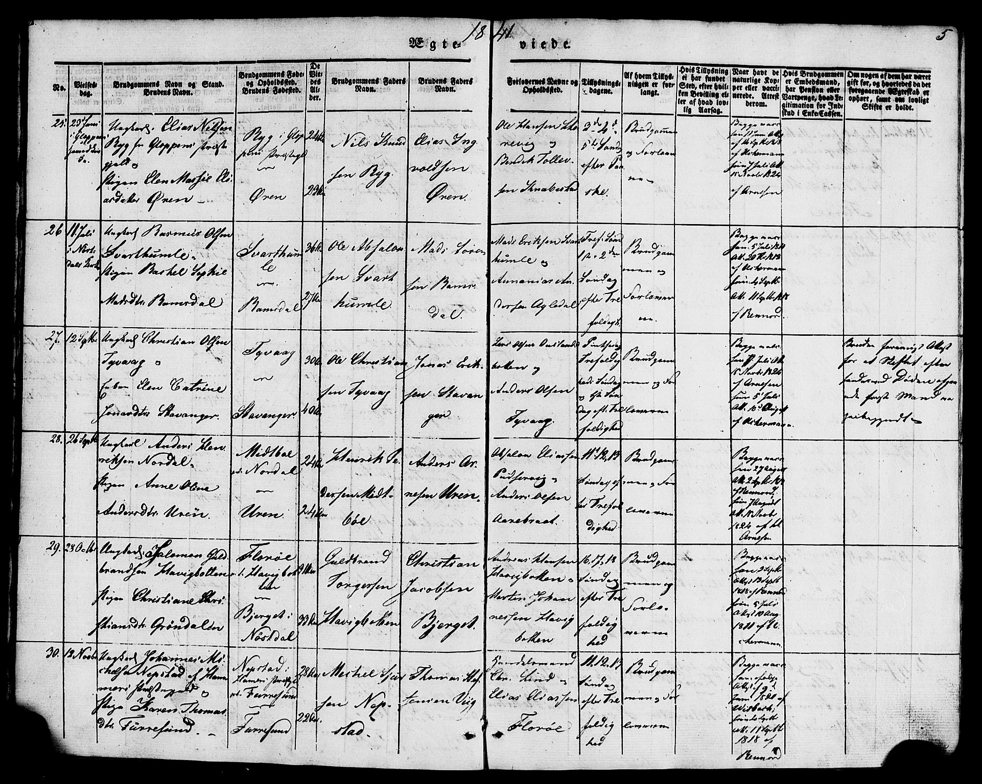 Kinn sokneprestembete, SAB/A-80801/H/Haa/Haaa/L0009: Parish register (official) no. A 9, 1841-1852, p. 5