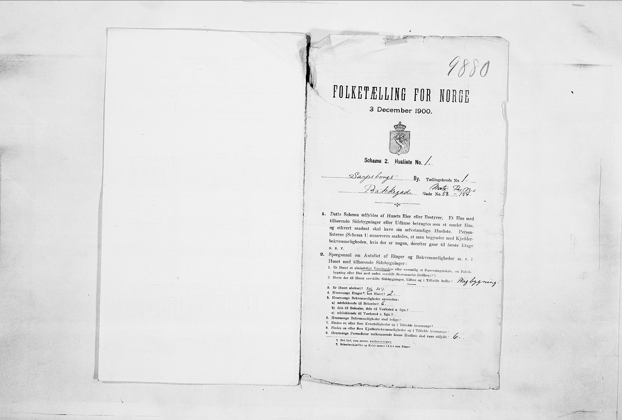 SAO, 1900 census for Sarpsborg, 1900, p. 3734