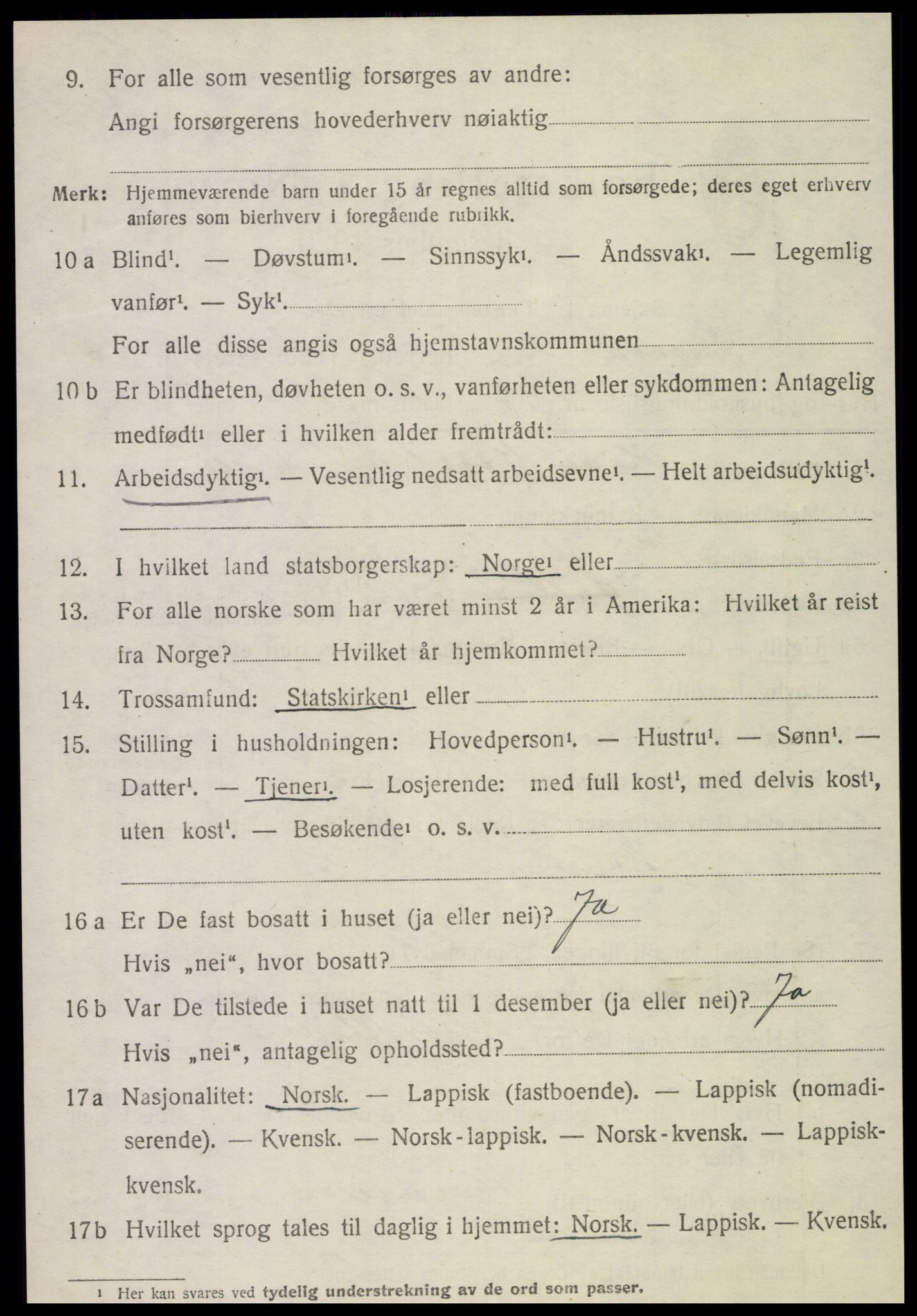 SAT, 1920 census for Snåsa, 1920, p. 4987