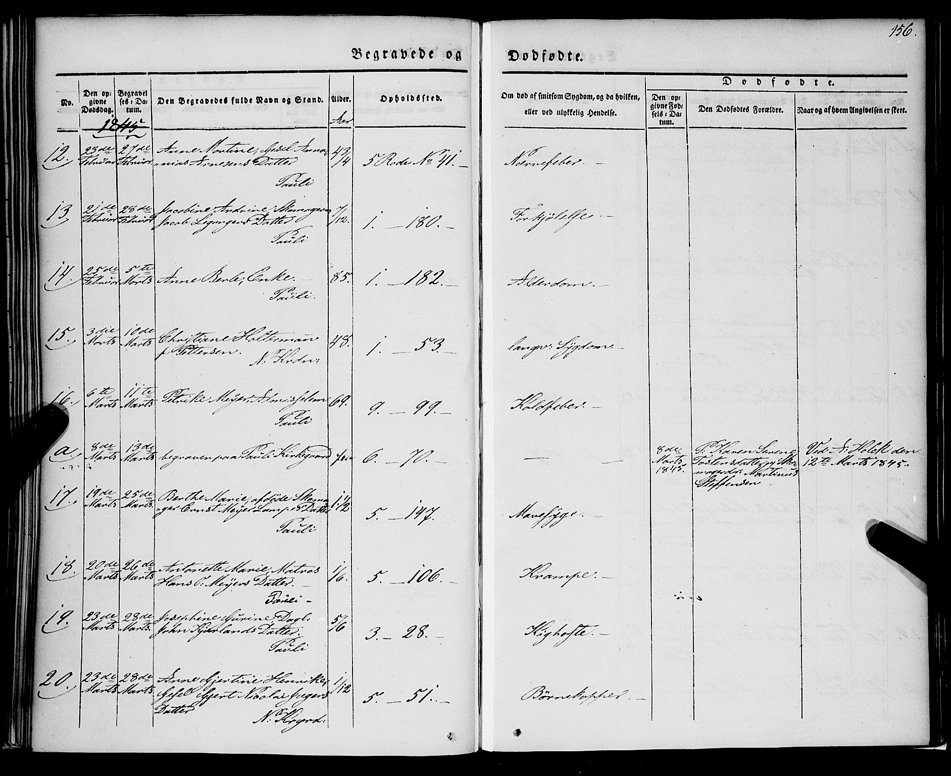 Nykirken Sokneprestembete, AV/SAB-A-77101/H/Haa/L0041: Parish register (official) no. E 1, 1833-1850, p. 156