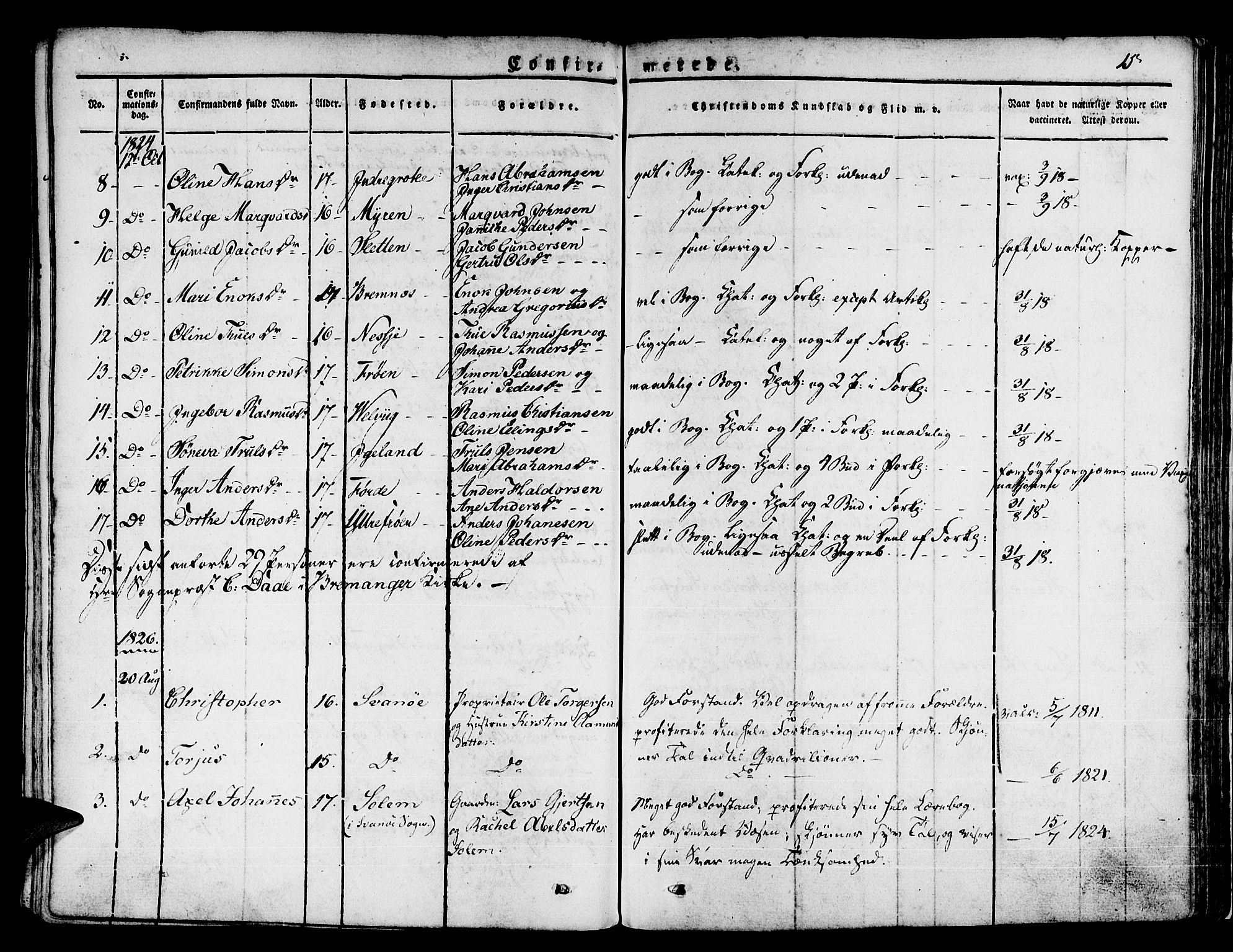 Kinn sokneprestembete, AV/SAB-A-80801/H/Haa/Haaa/L0004/0001: Parish register (official) no. A 4I, 1822-1840, p. 15