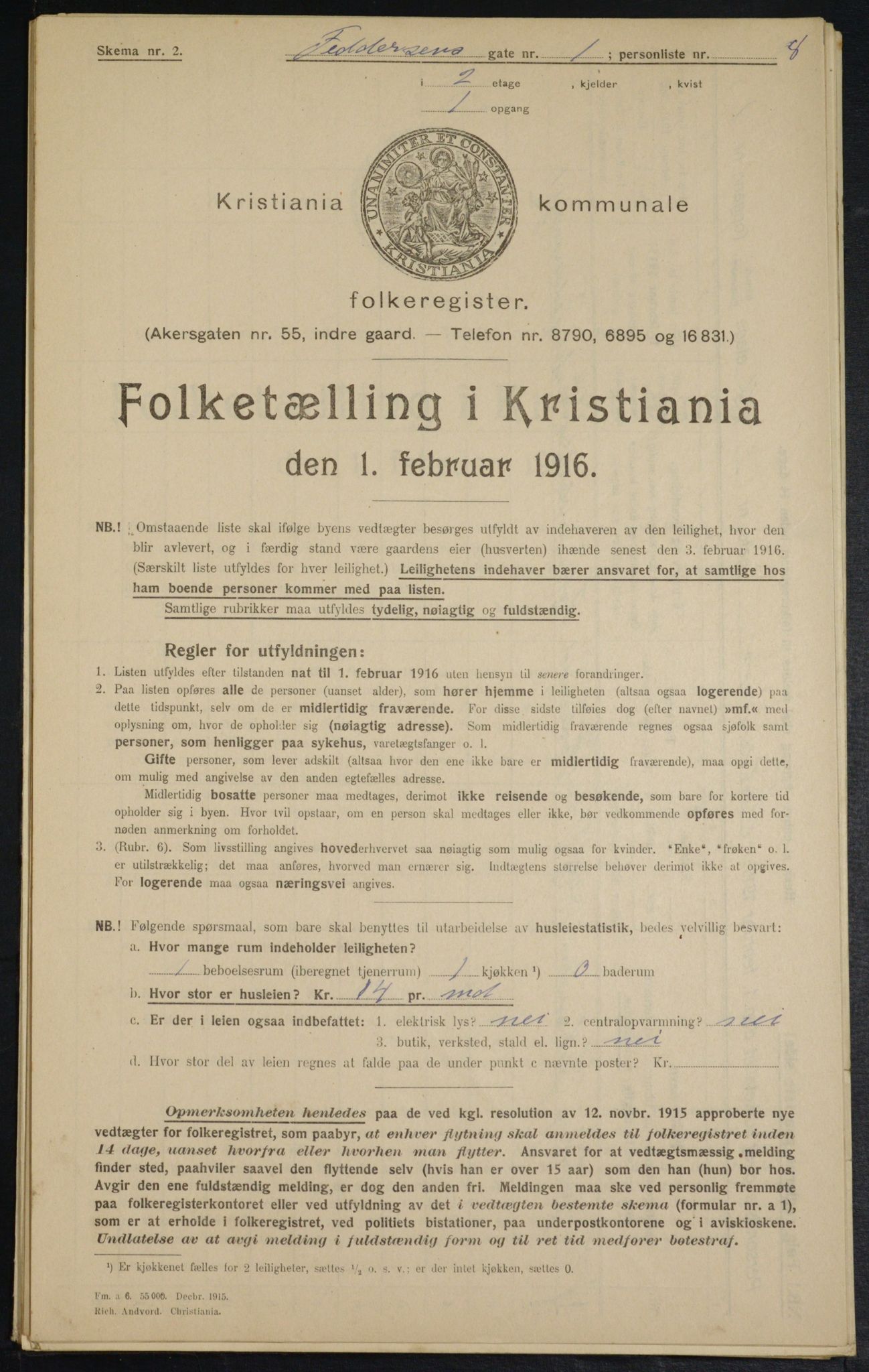 OBA, Municipal Census 1916 for Kristiania, 1916, p. 24369