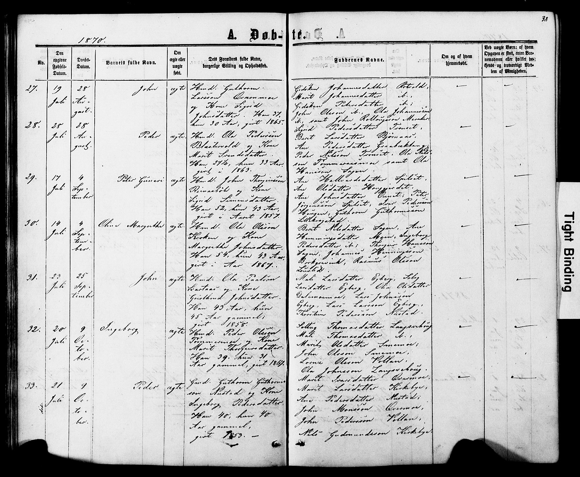Ministerialprotokoller, klokkerbøker og fødselsregistre - Nord-Trøndelag, SAT/A-1458/706/L0049: Parish register (copy) no. 706C01, 1864-1895, p. 38