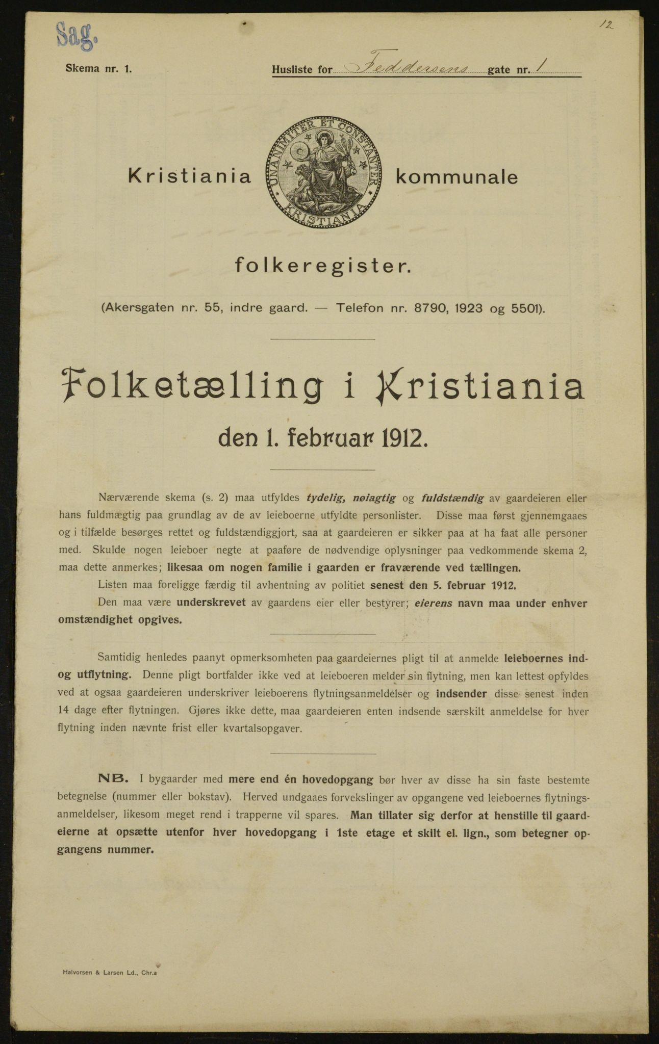 OBA, Municipal Census 1912 for Kristiania, 1912, p. 23963