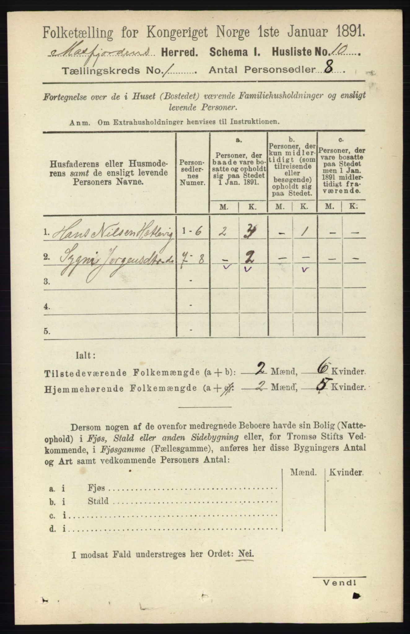 RA, 1891 census for 1266 Masfjorden, 1891, p. 43