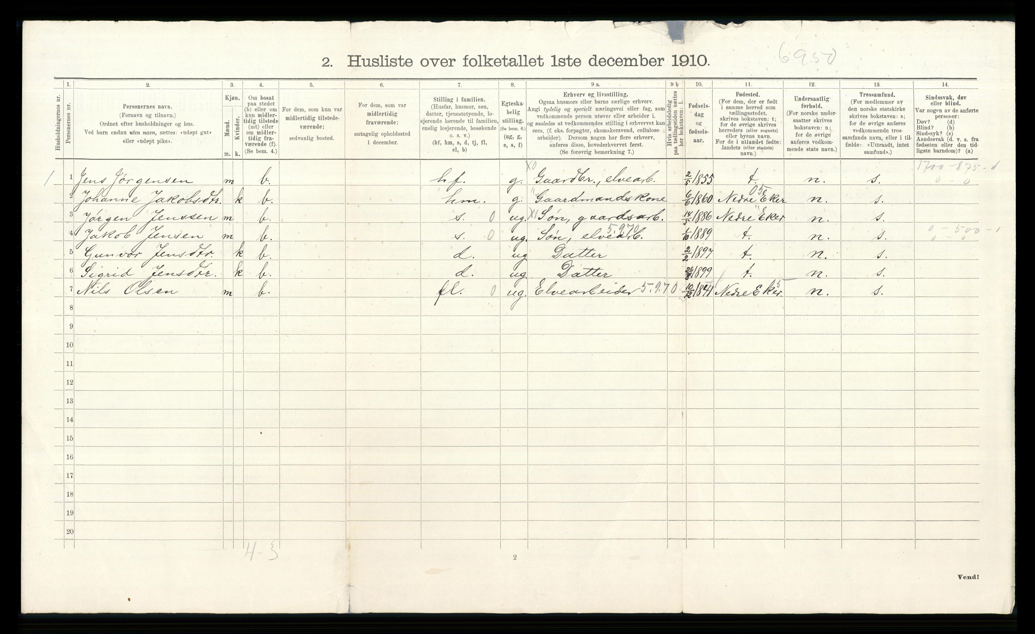 RA, 1910 census for Øvre Eiker, 1910, p. 3024