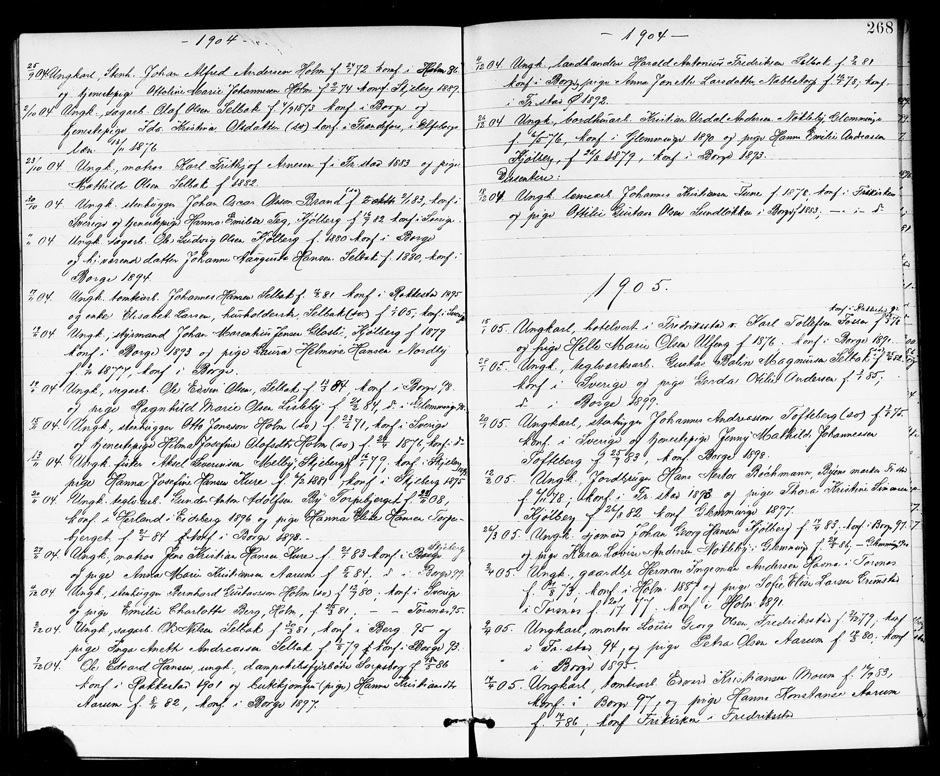 Borge prestekontor Kirkebøker, SAO/A-10903/G/Ga/L0002: Parish register (copy) no. I 2, 1875-1923, p. 268