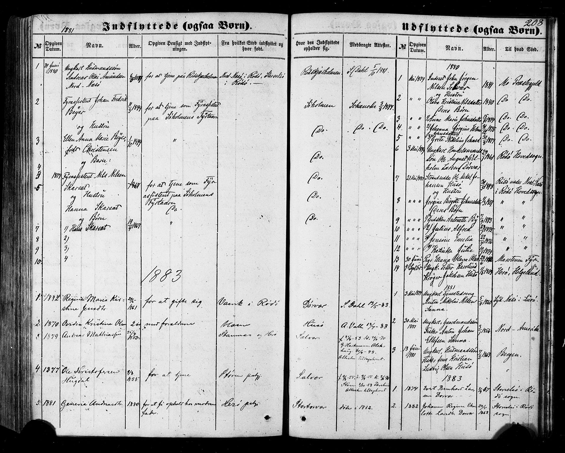 Ministerialprotokoller, klokkerbøker og fødselsregistre - Nordland, SAT/A-1459/840/L0579: Parish register (official) no. 840A01, 1863-1887, p. 208
