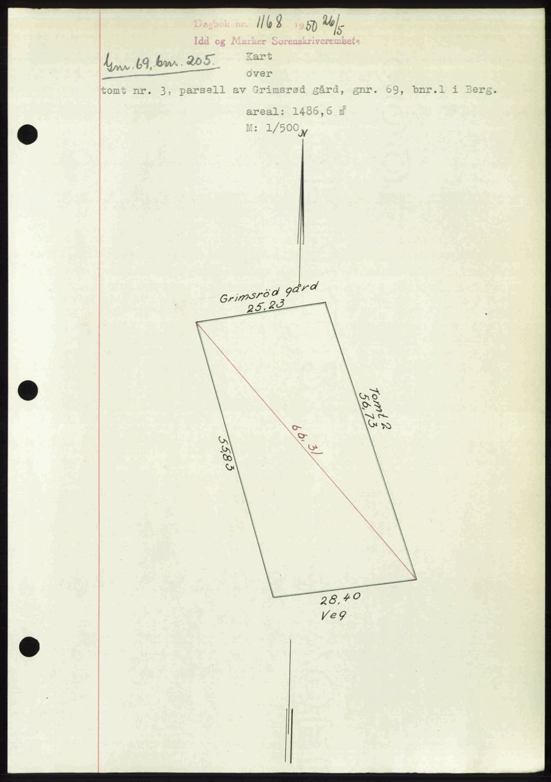 Idd og Marker sorenskriveri, AV/SAO-A-10283/G/Gb/Gbb/L0014: Mortgage book no. A14, 1950-1950, Diary no: : 1168/1950