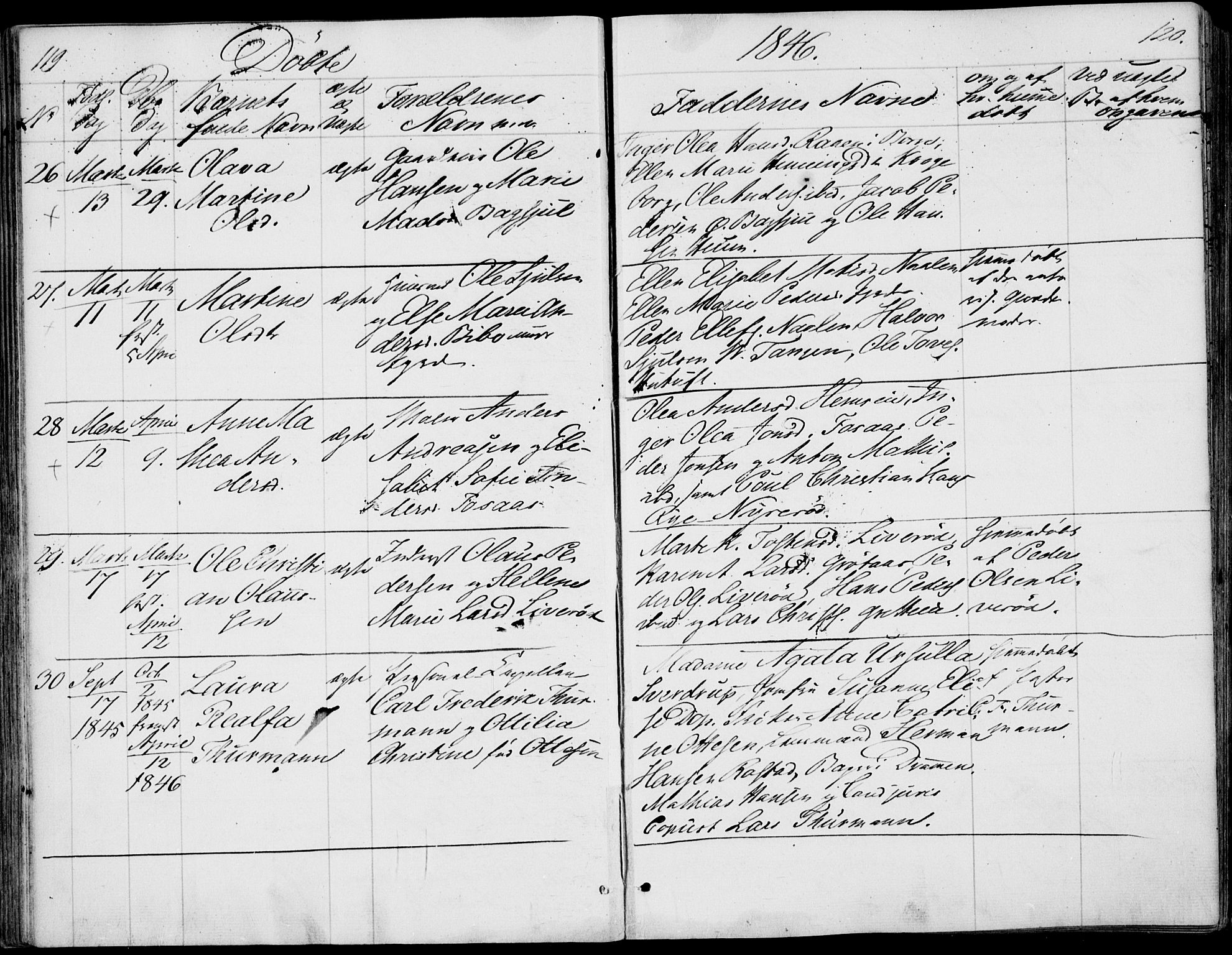 Våle kirkebøker, AV/SAKO-A-334/F/Fa/L0009a: Parish register (official) no. I 9A, 1839-1860, p. 119-120