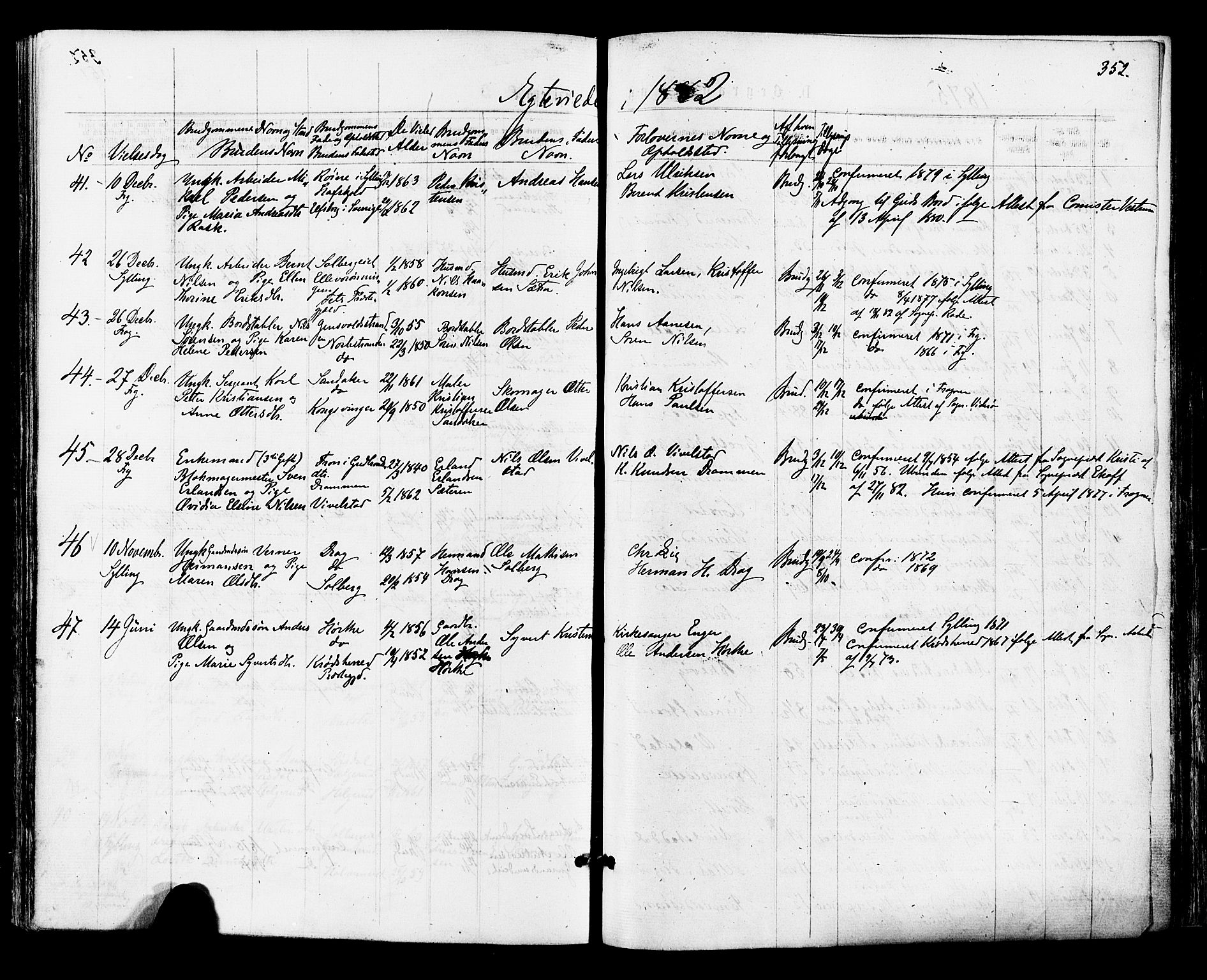 Lier kirkebøker, AV/SAKO-A-230/F/Fa/L0014: Parish register (official) no. I 14, 1875-1882, p. 352