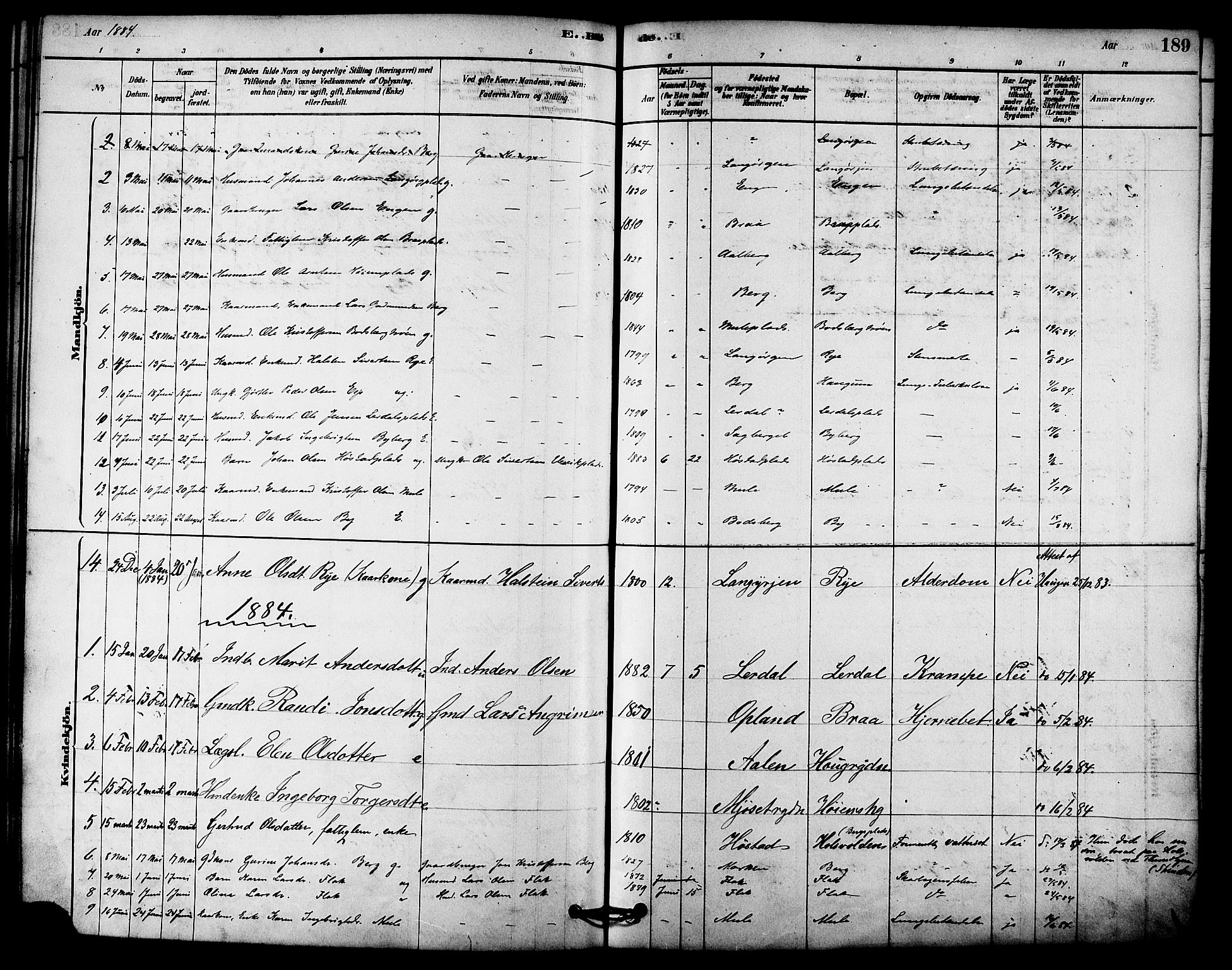 Ministerialprotokoller, klokkerbøker og fødselsregistre - Sør-Trøndelag, AV/SAT-A-1456/612/L0378: Parish register (official) no. 612A10, 1878-1897, p. 189