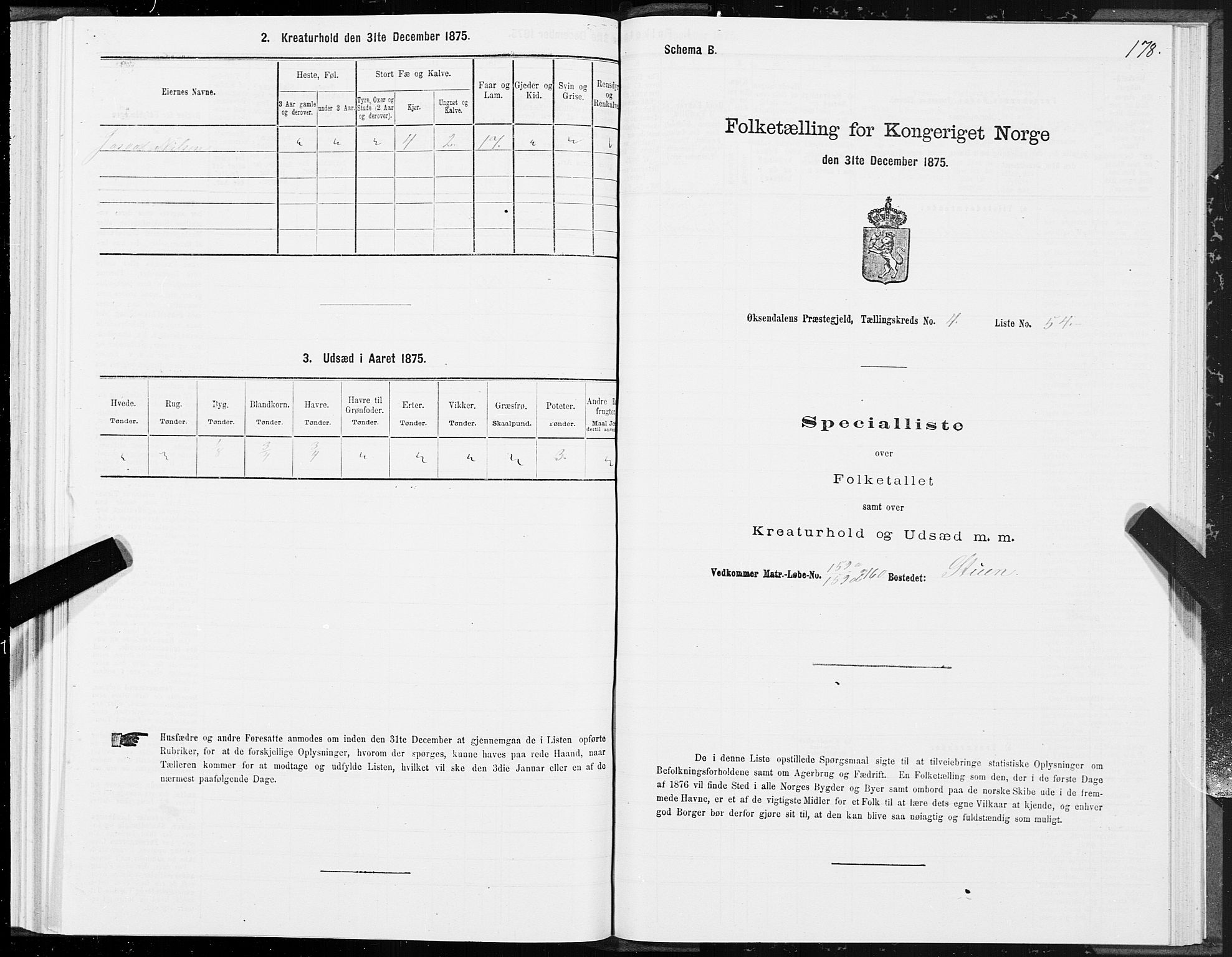 SAT, 1875 census for 1561P Øksendal, 1875, p. 2178