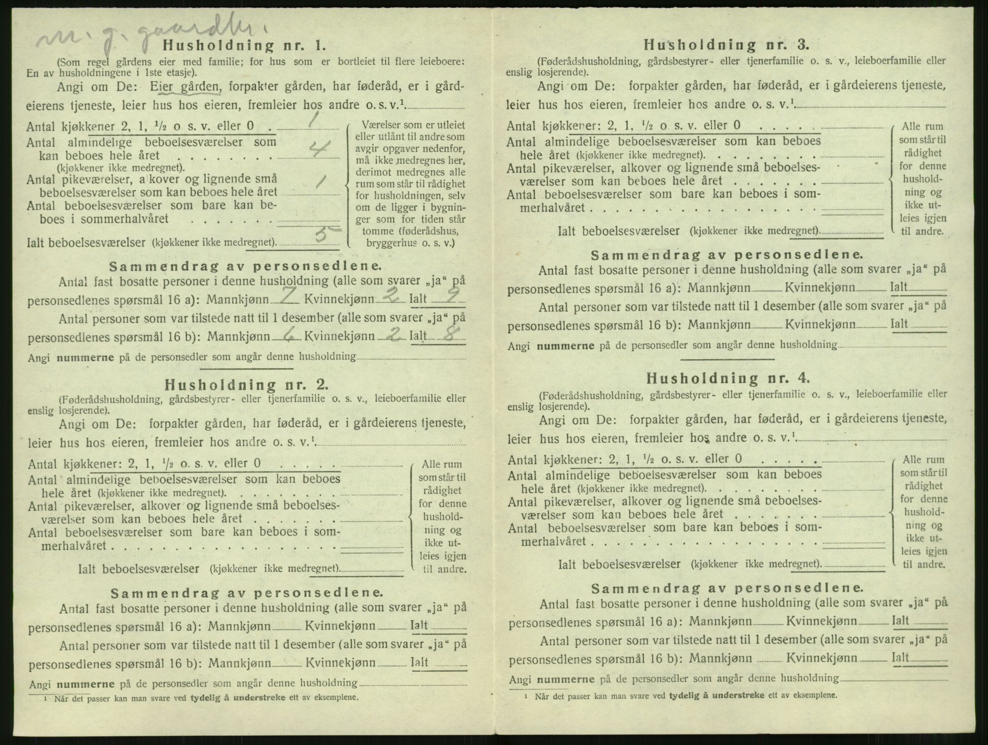 SAT, 1920 census for Sunnylven, 1920, p. 333