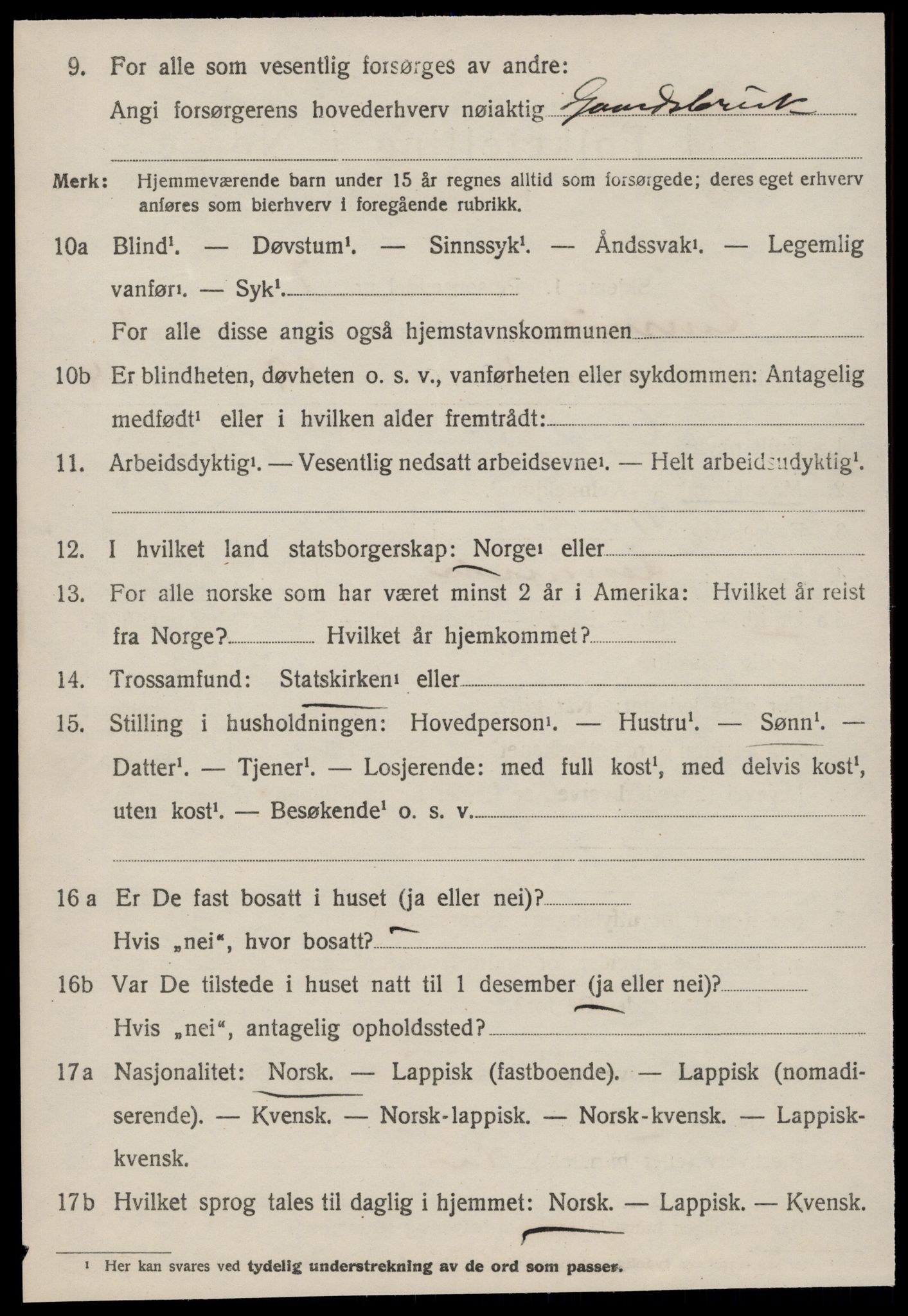 SAT, 1920 census for Lensvik, 1920, p. 1281