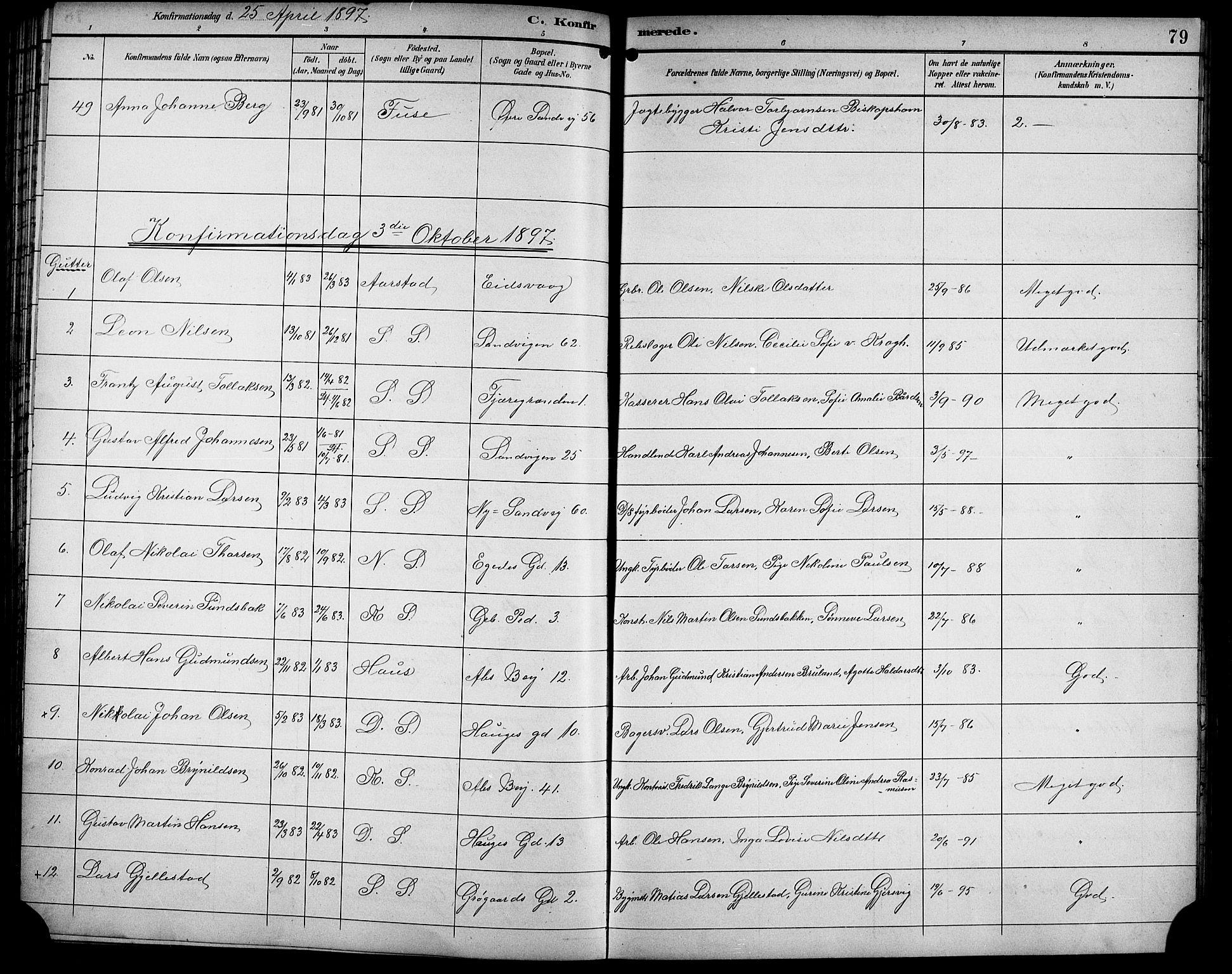 Sandviken Sokneprestembete, AV/SAB-A-77601/H/Hb/L0003: Parish register (copy) no. A 4, 1892-1901, p. 79