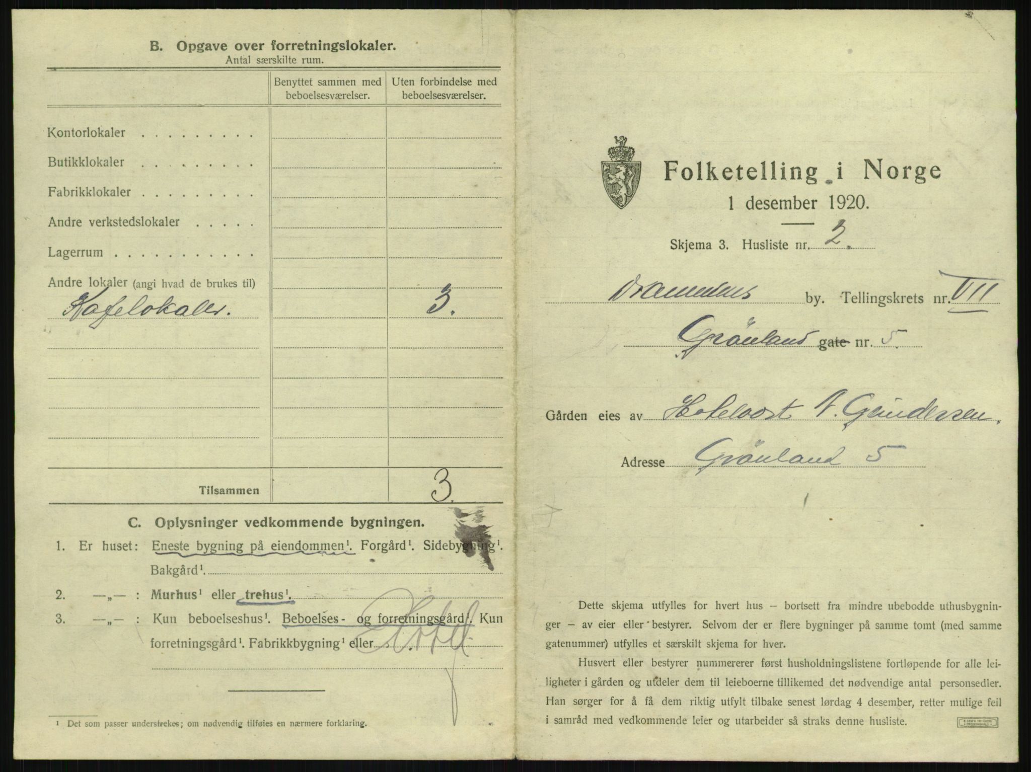 SAKO, 1920 census for Drammen, 1920, p. 3196