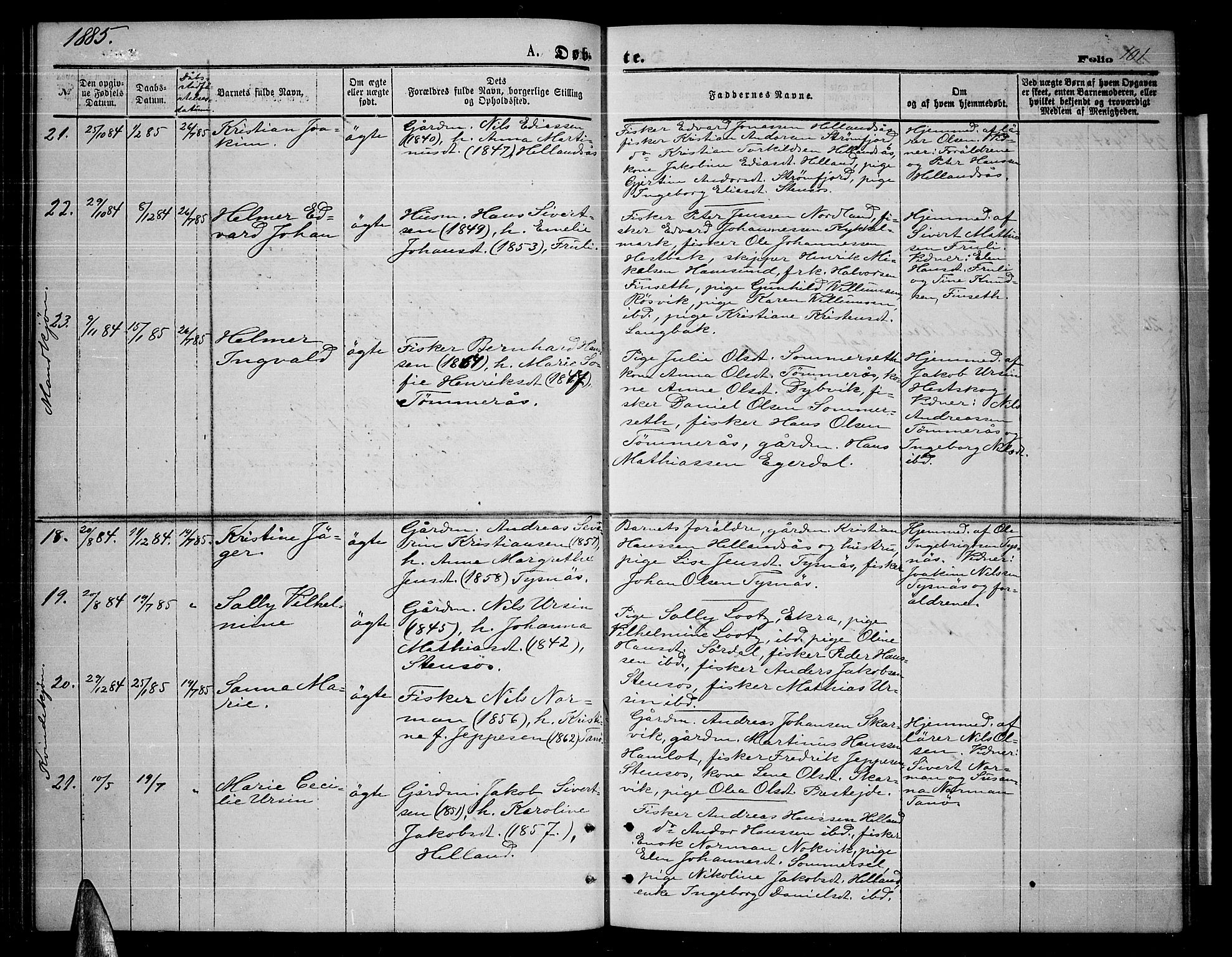 Ministerialprotokoller, klokkerbøker og fødselsregistre - Nordland, AV/SAT-A-1459/859/L0858: Parish register (copy) no. 859C04, 1873-1886, p. 101