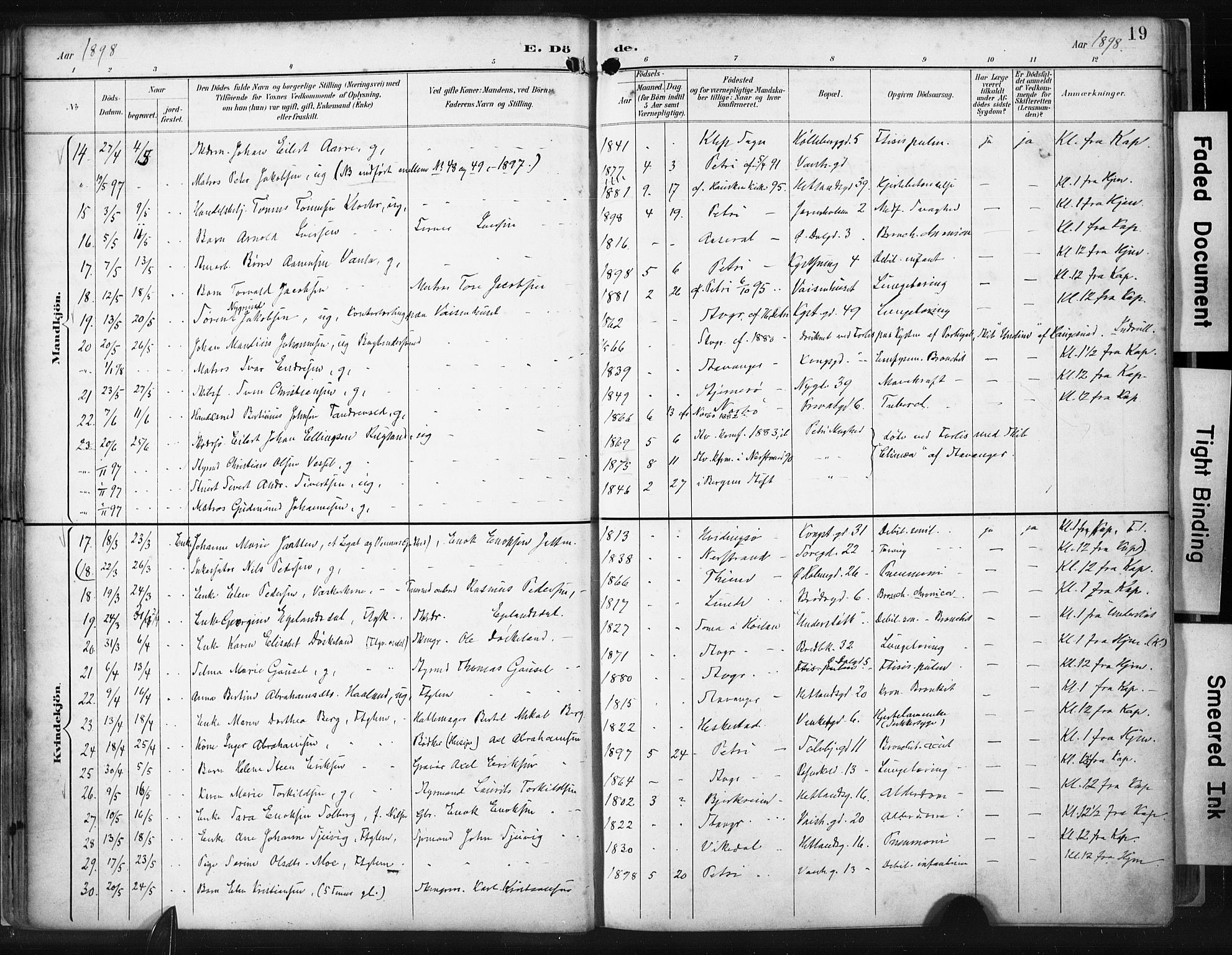 St. Petri sokneprestkontor, SAST/A-101813/001/30/30BA/L0022: Parish register (official) no. A 22, 1895-1919, p. 19