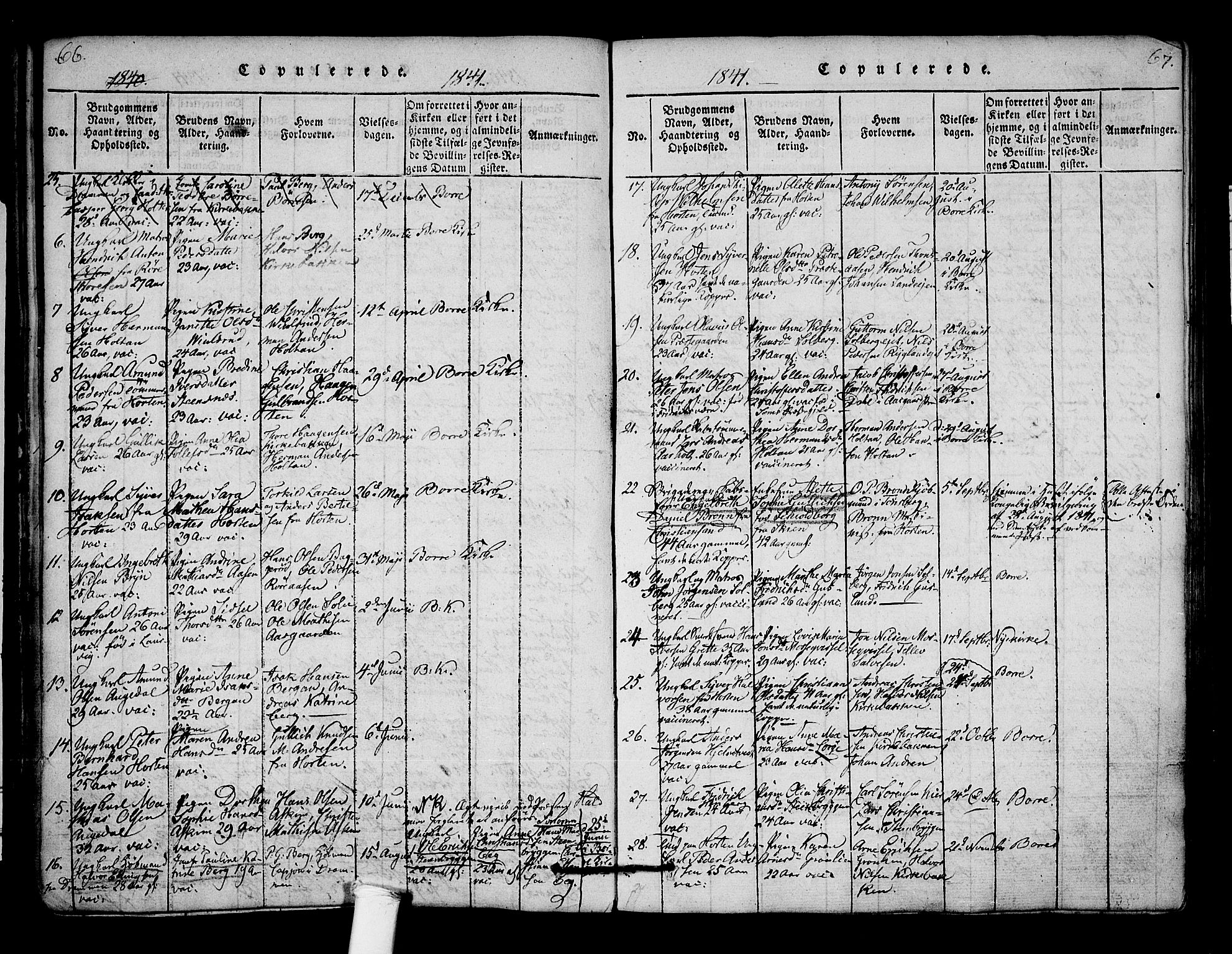 Borre kirkebøker, SAKO/A-338/F/Fa/L0004: Parish register (official) no. I 4, 1815-1845, p. 66-67