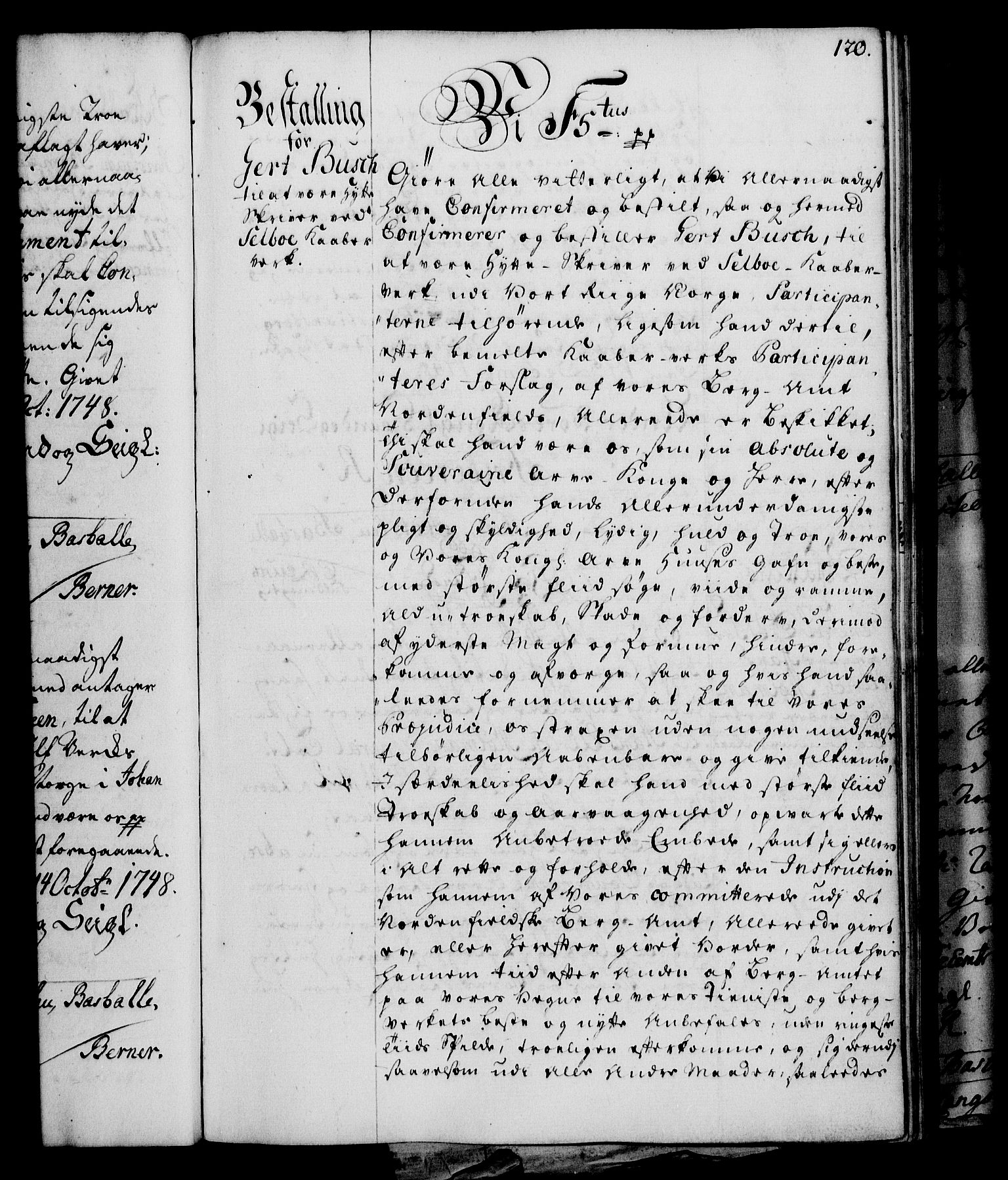 Rentekammeret, Kammerkanselliet, RA/EA-3111/G/Gg/Gge/L0003: Norsk bestallingsprotokoll med register (merket RK 53.27), 1745-1761, p. 120